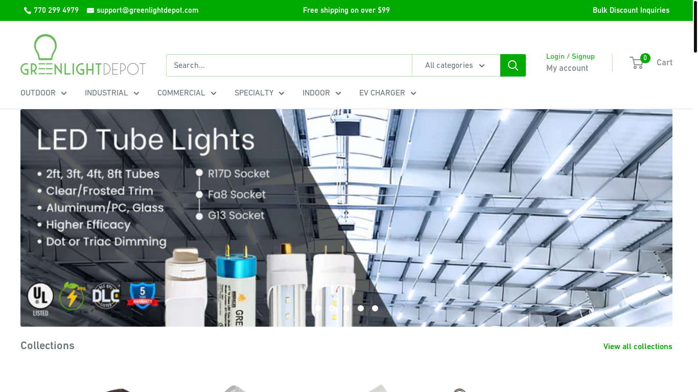 website screenshot of https://greenlightdepot.com/