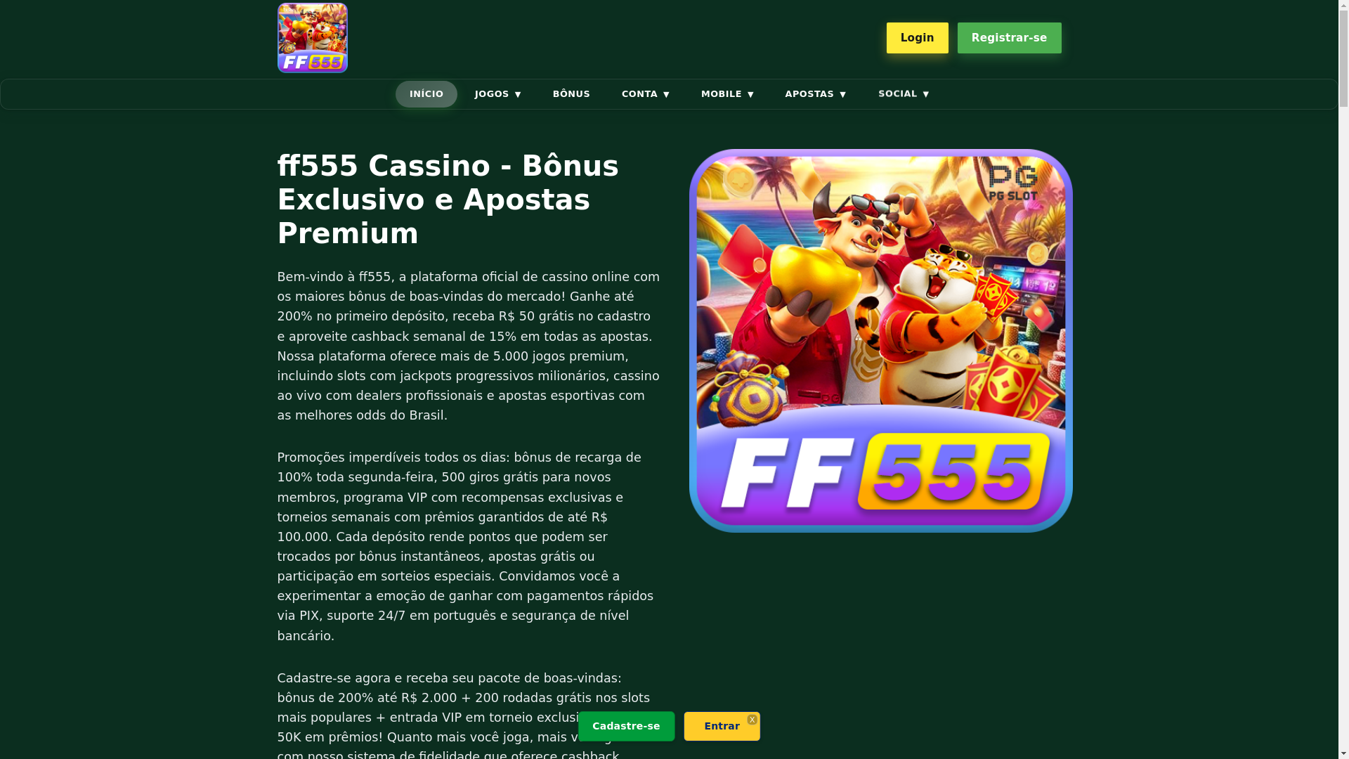website screenshot of https://ff555slot.com.br/