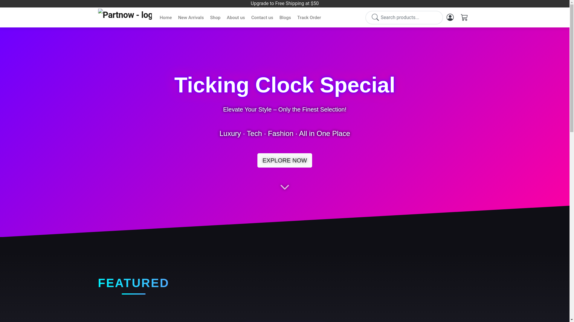 website screenshot of https://partnow.shop/