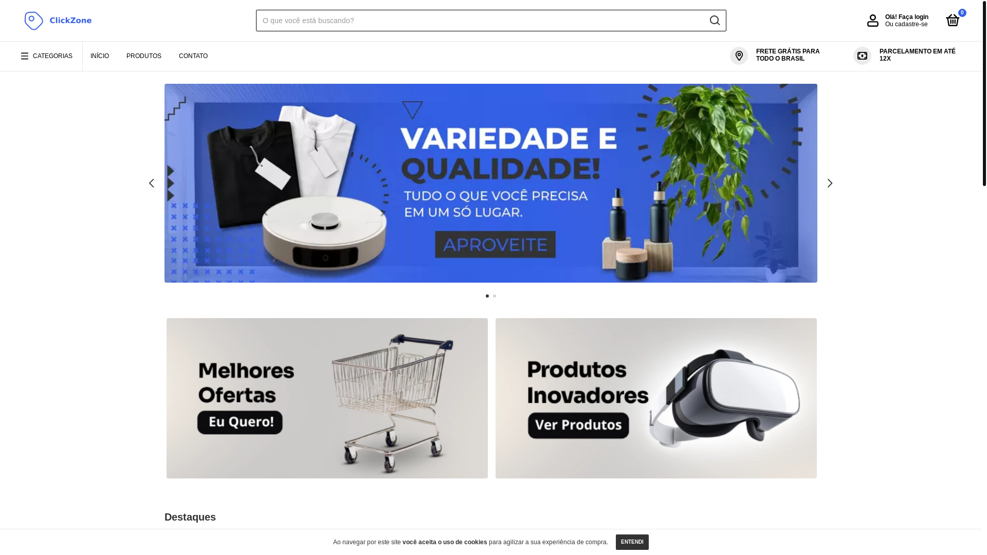 website screenshot of https://lojaclickzone.com.br/