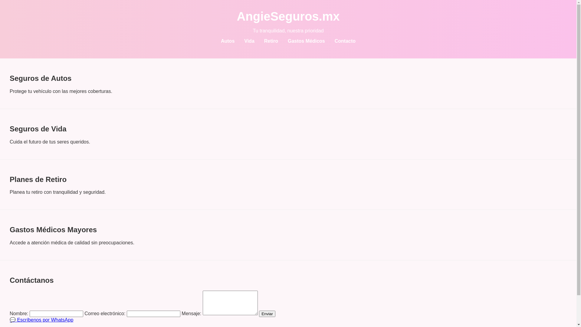 website screenshot of https://angieseguros.mx/