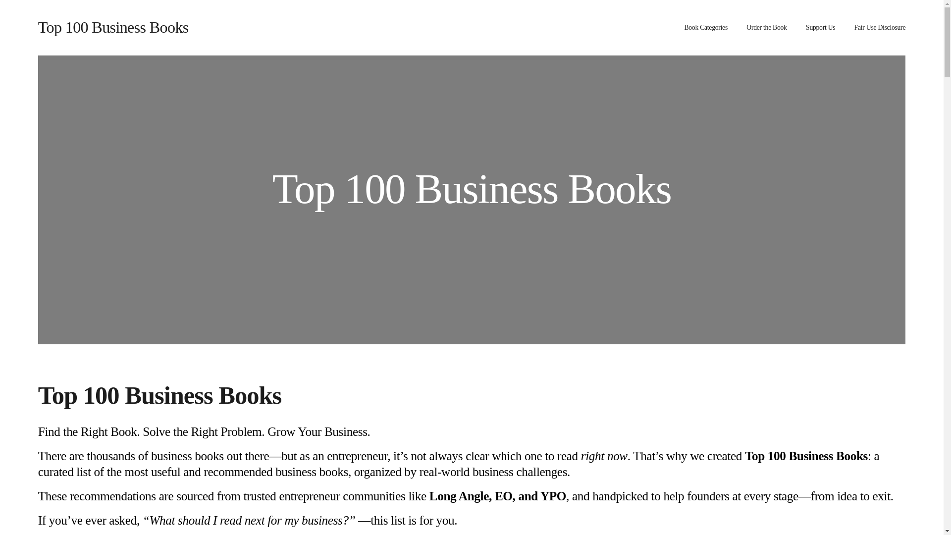 website screenshot of https://top100businessbooks.com/