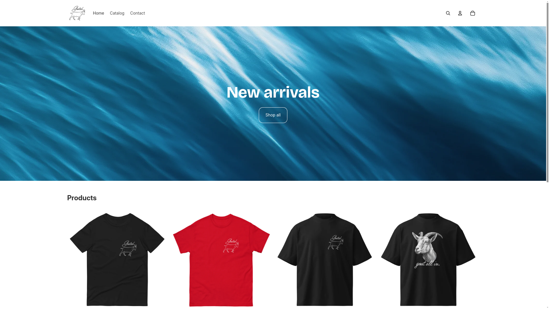 website screenshot of https://goatedapparel.store/