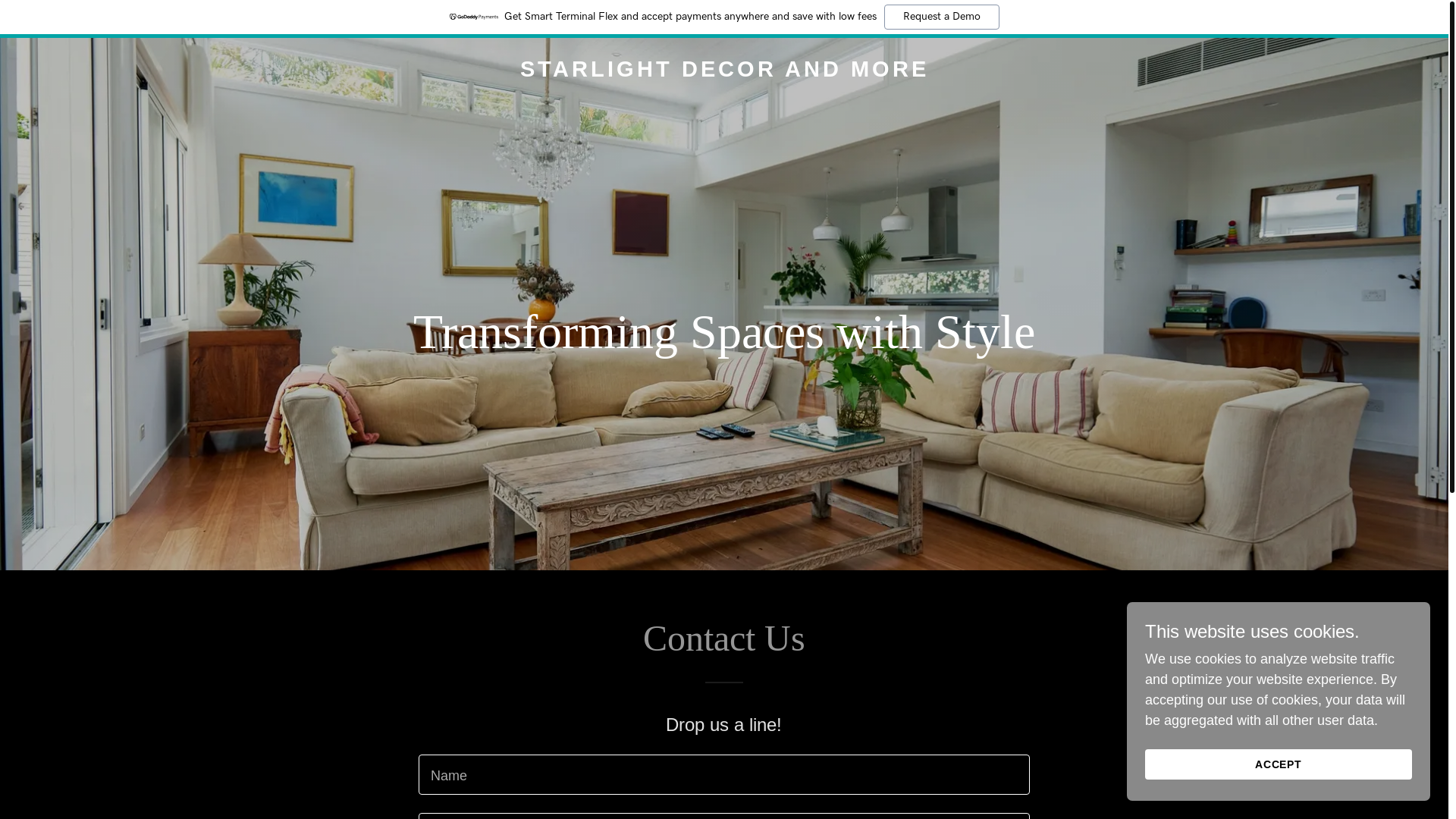 website screenshot of https://starlightdecorandmore.com/
