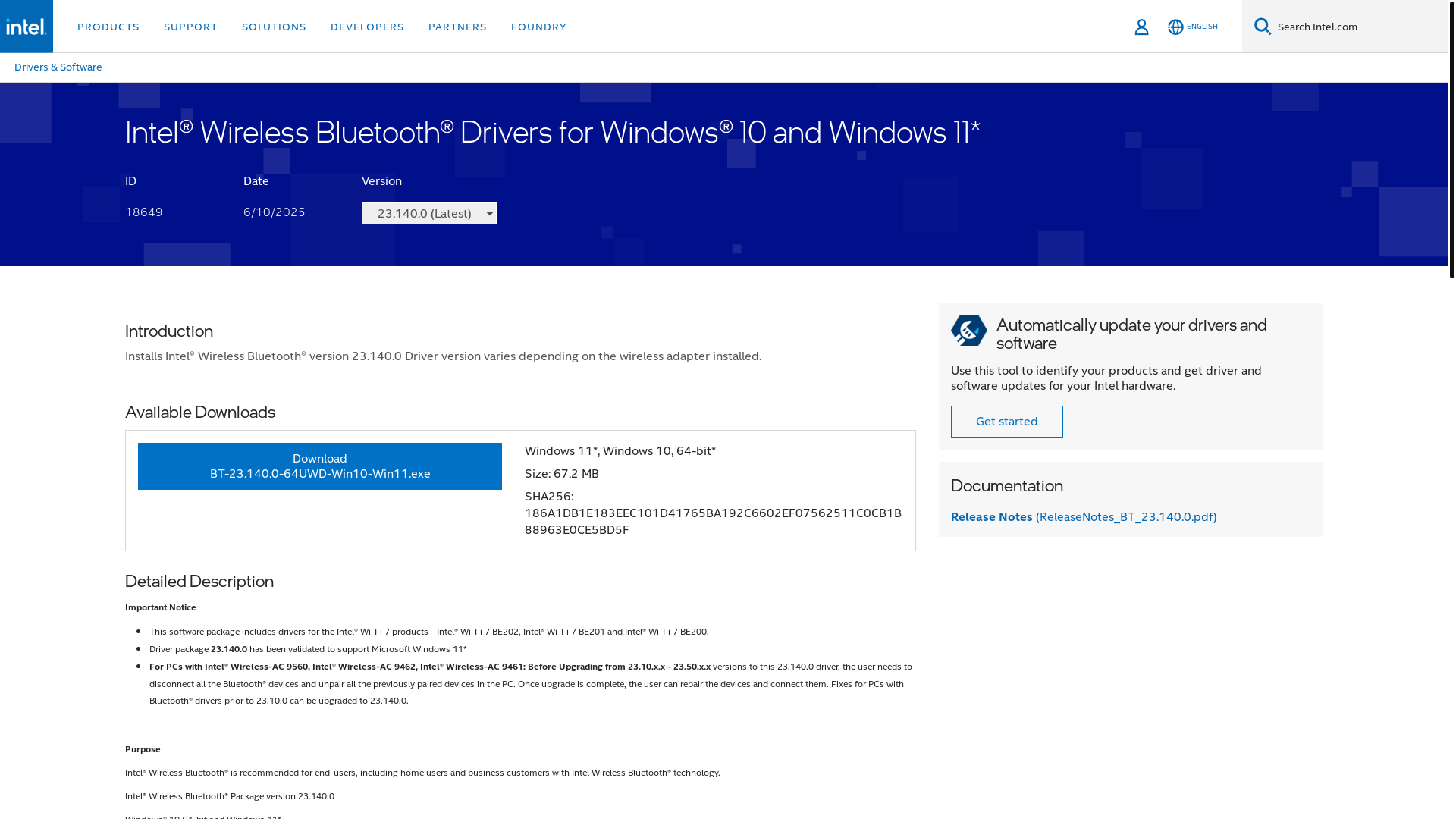 website screenshot of https://www.intel.com/content/www/us/en/download/18649/intel-wireless-bluetooth-drivers-for-windows-10-and-windows-11.html