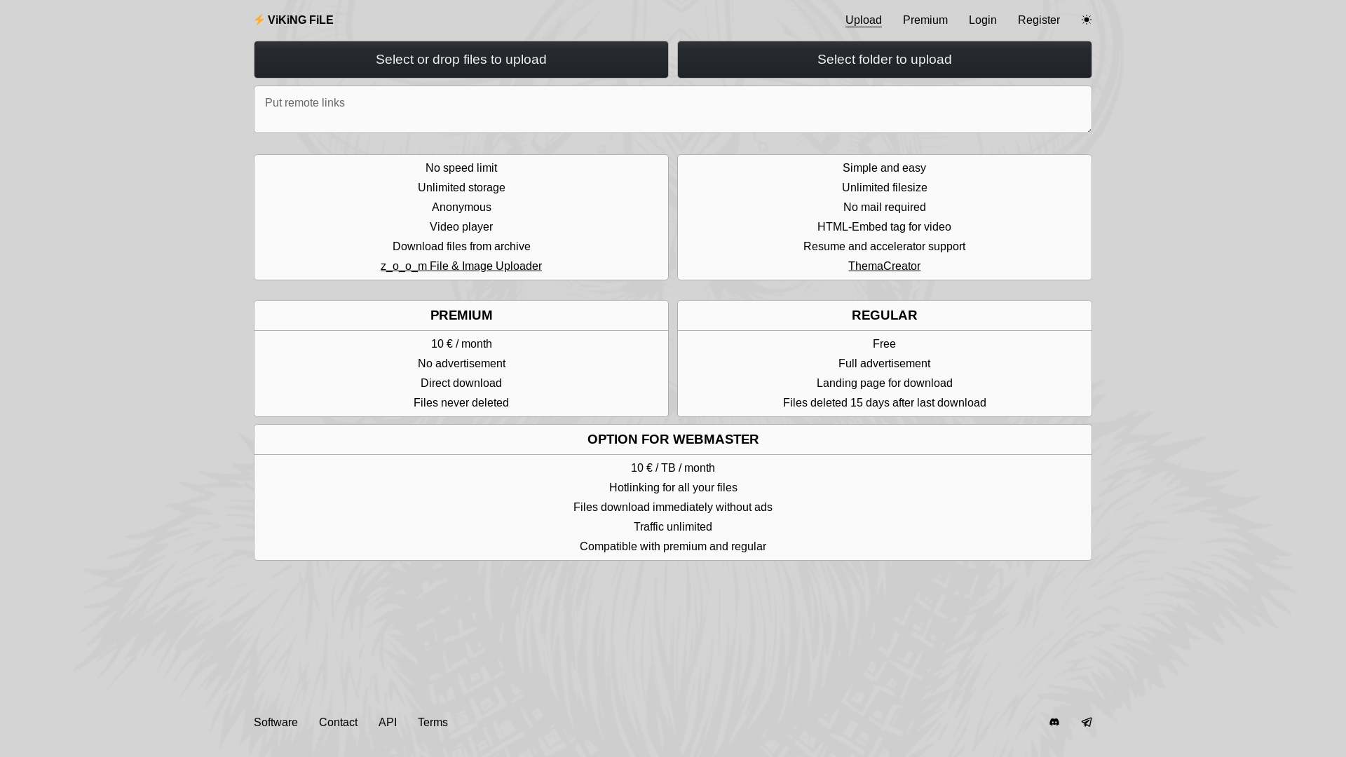 website screenshot of https://vikingfile.com/