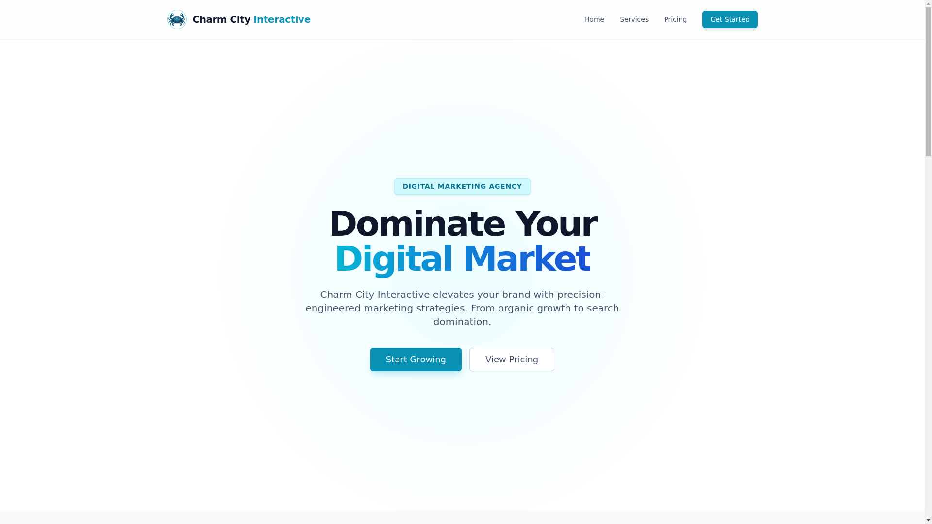 website screenshot of https://charmcityinteractive.com/