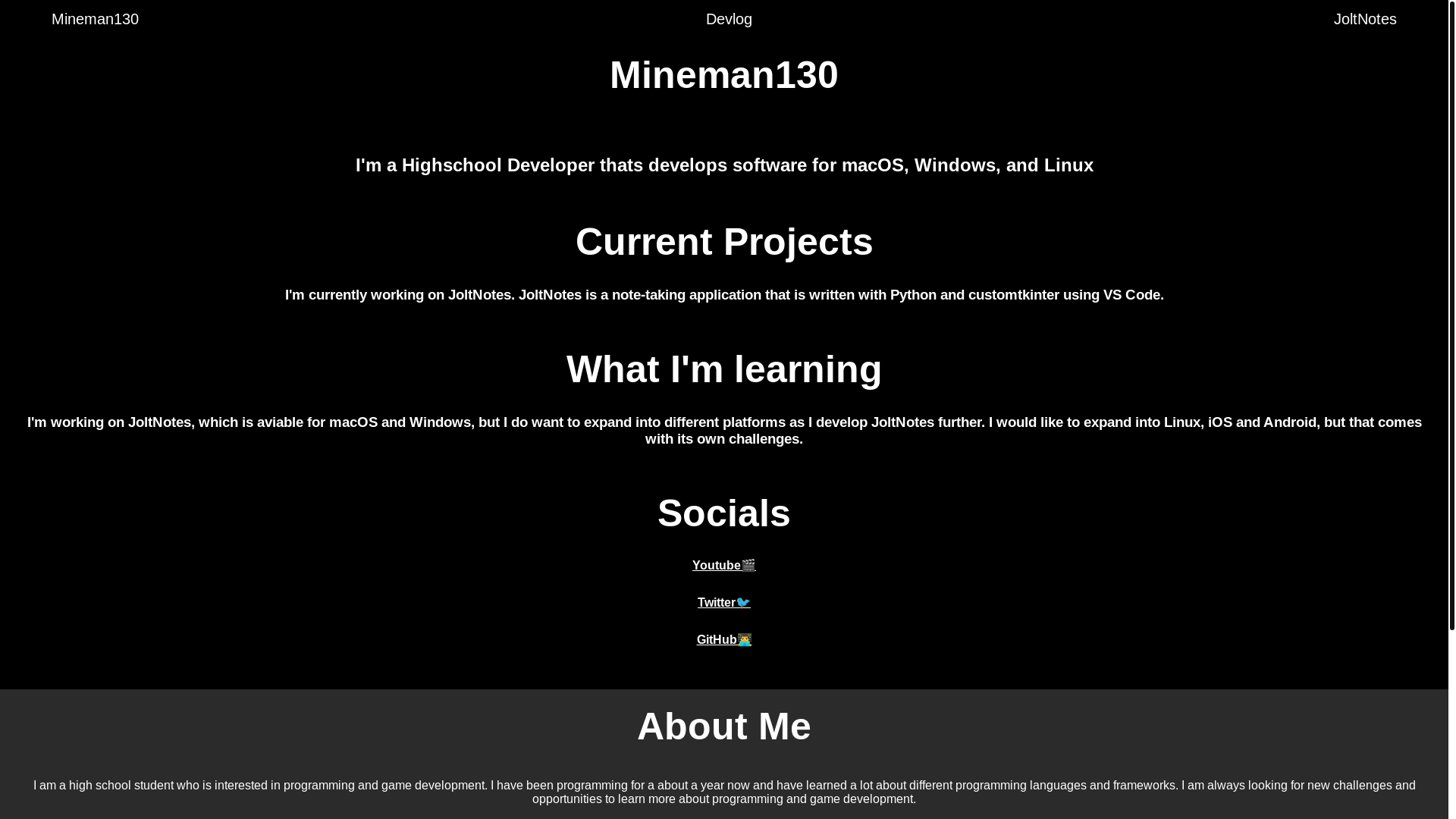 website screenshot of https://mineman130.pages.dev/