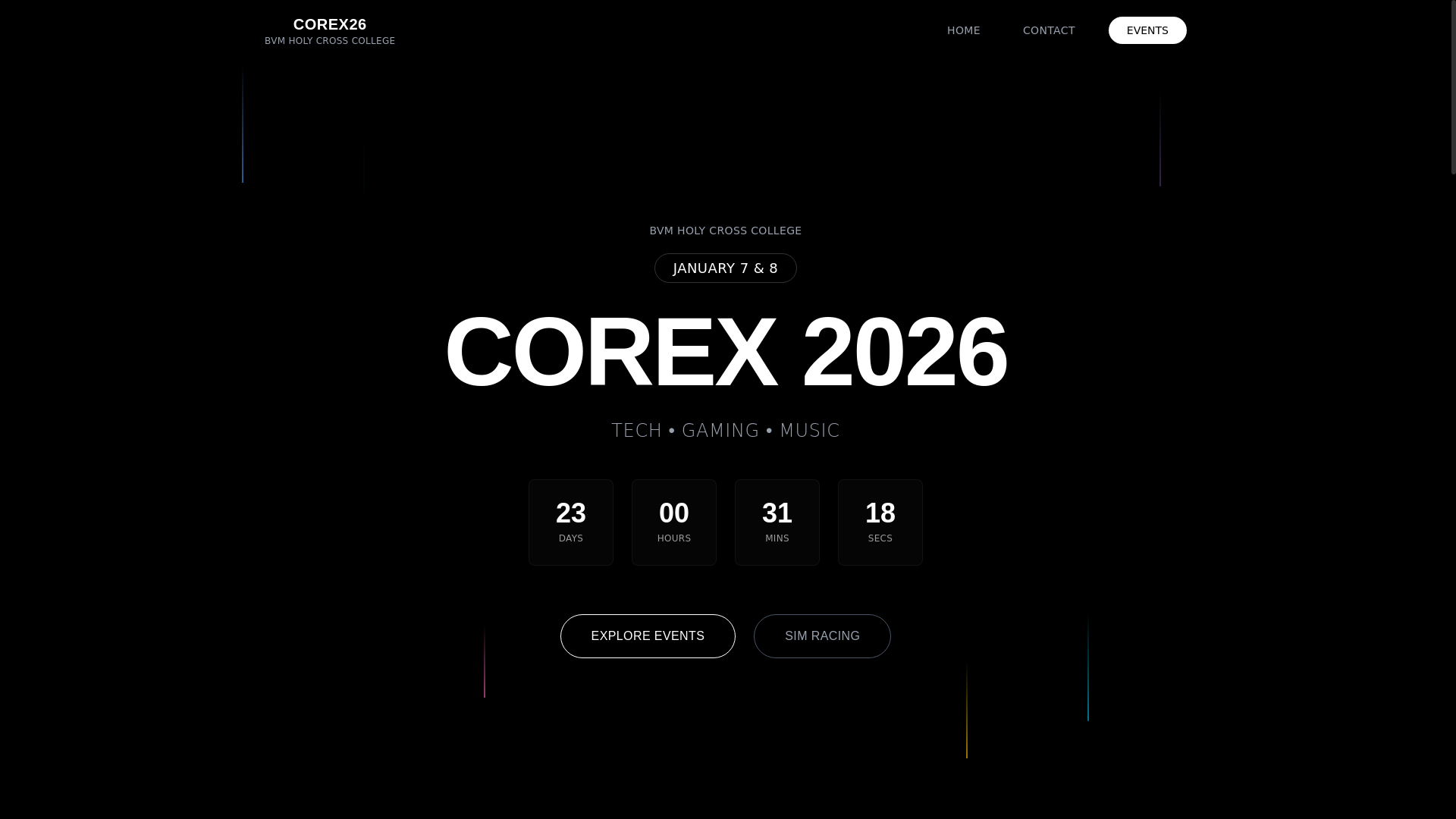 website screenshot of https://bvmtechfest.com/