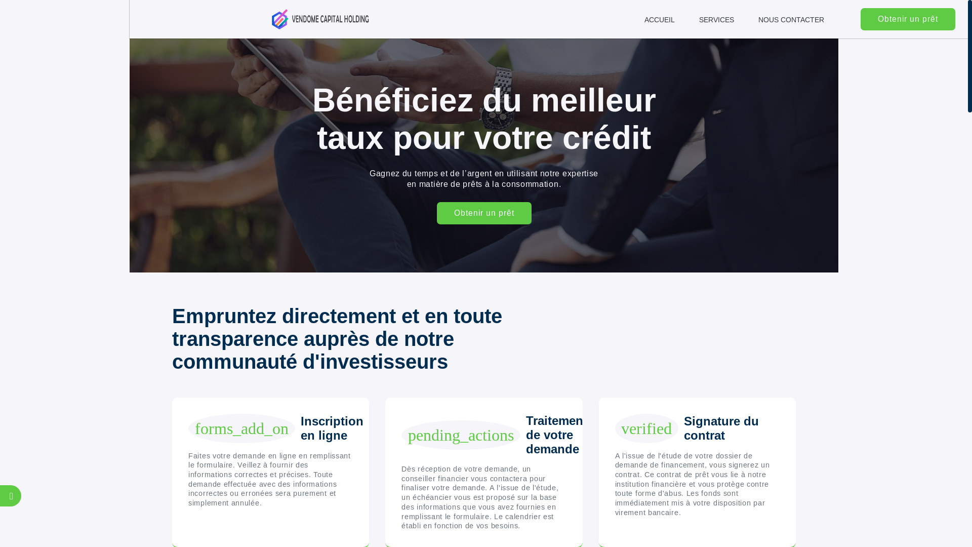website screenshot of https://vendomecapitalholding.com/