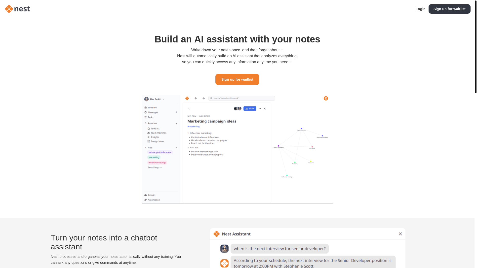 website screenshot of https://nestnote.xyz/