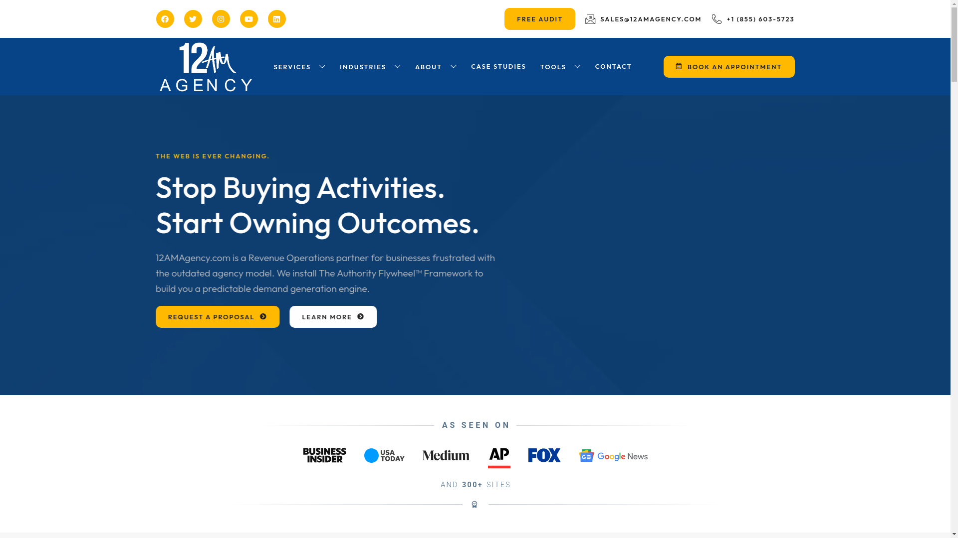 website screenshot of https://premium12amagency.com/