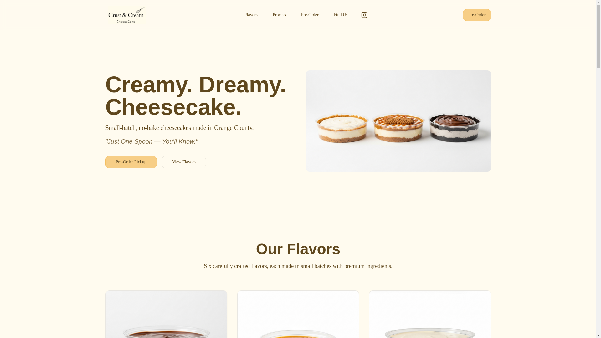website screenshot of https://crustandcreamla.com/