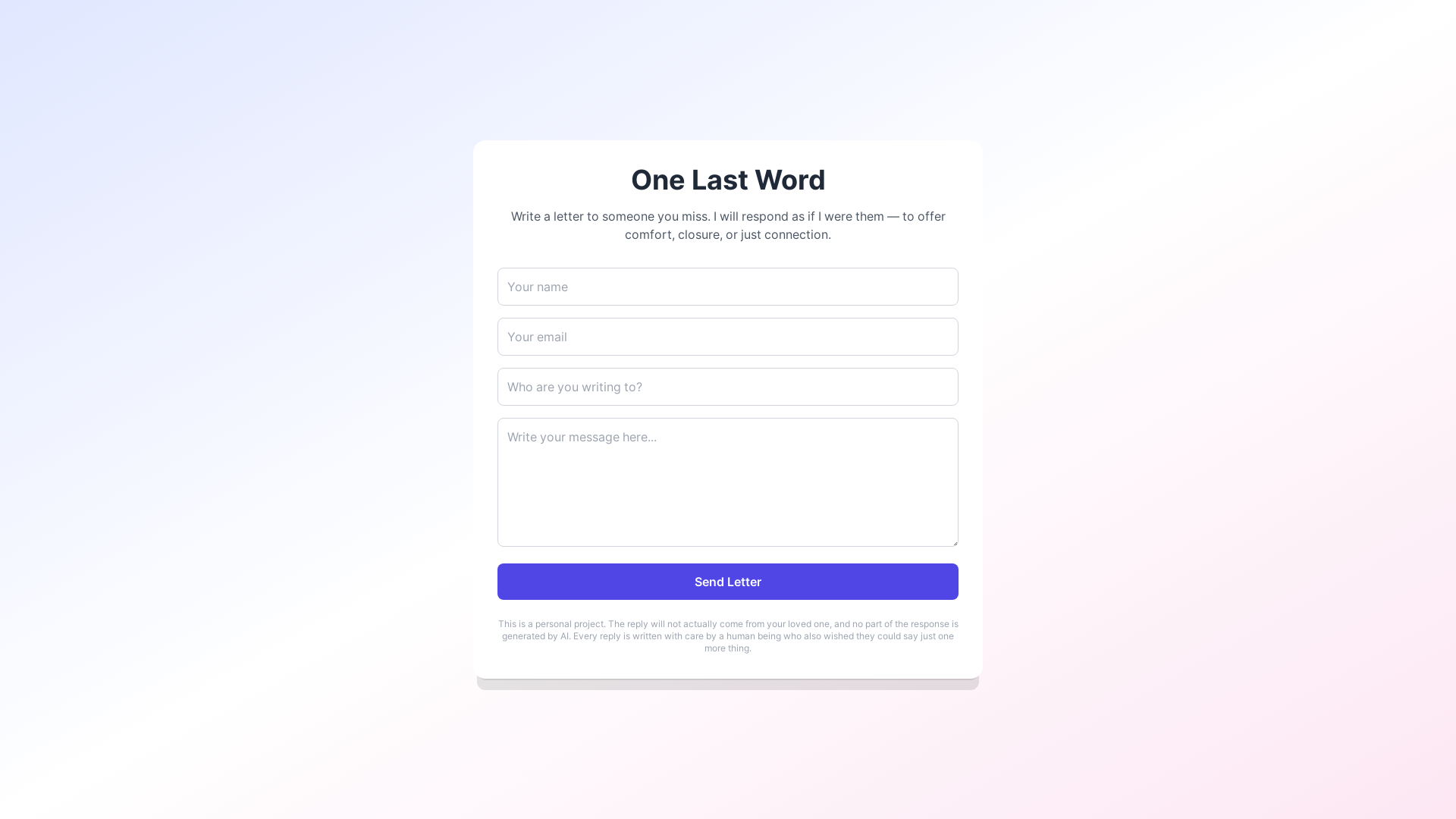 website screenshot of https://onelastword.love/