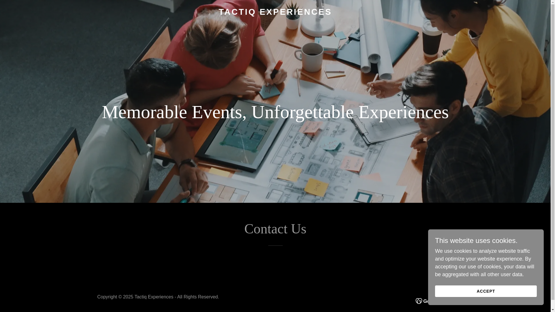website screenshot of https://tactiqexperiences.in/