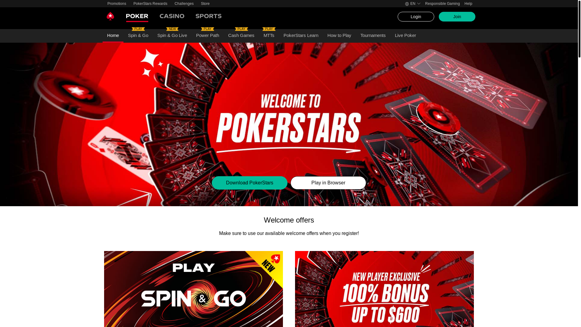 website screenshot of https://pokerstars.com/