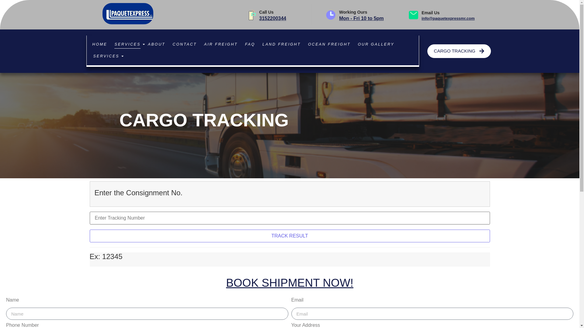website screenshot of https://paquetxpressmr.com/track-form/