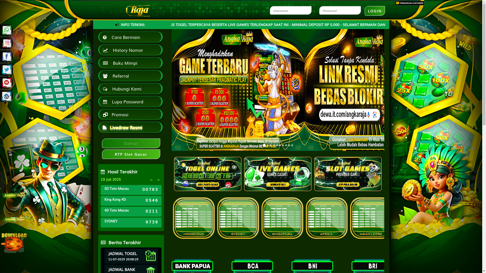 website screenshot of https://angkaraja889.live/