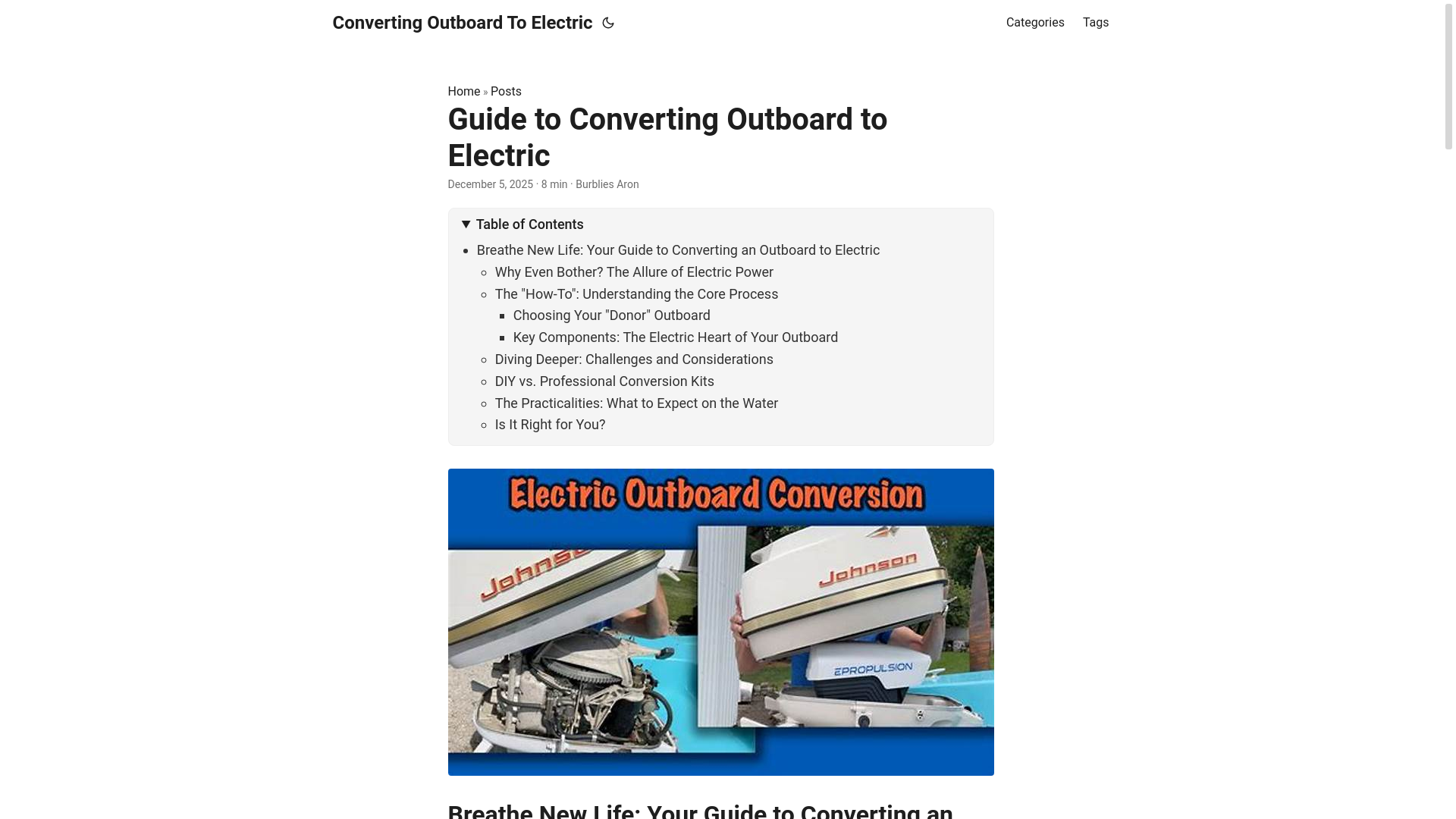 website screenshot of https://convertingoutboardtoelectric.pages.dev/