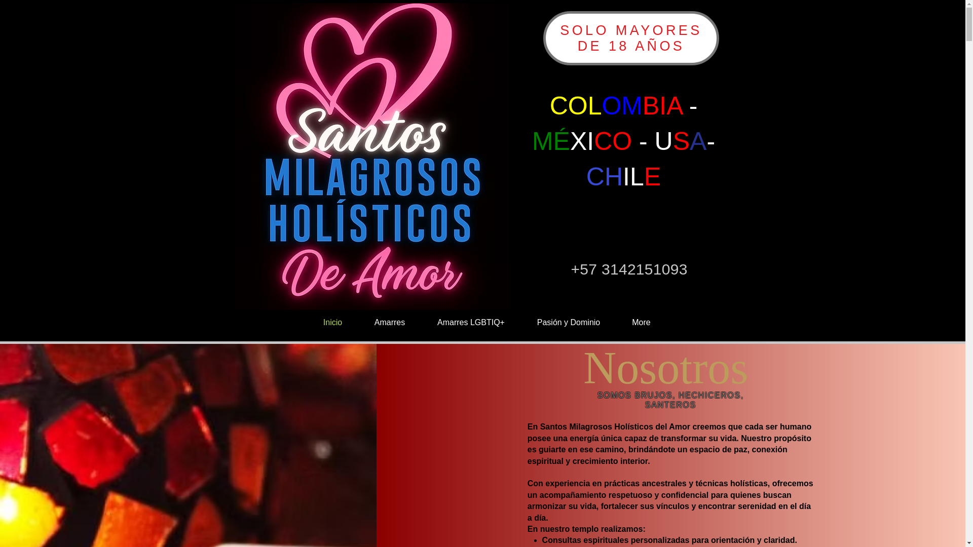 website screenshot of https://santosmilagrososholisticosdeamor.com/
