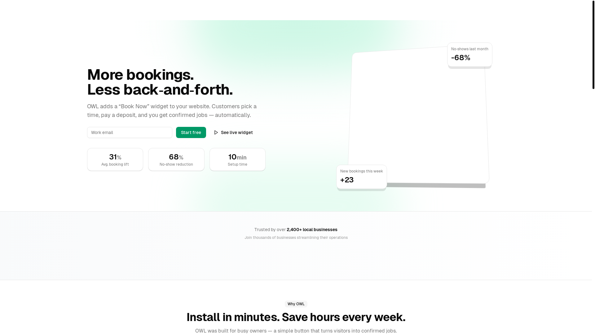 website screenshot of https://owl-landing-v0.pages.dev/