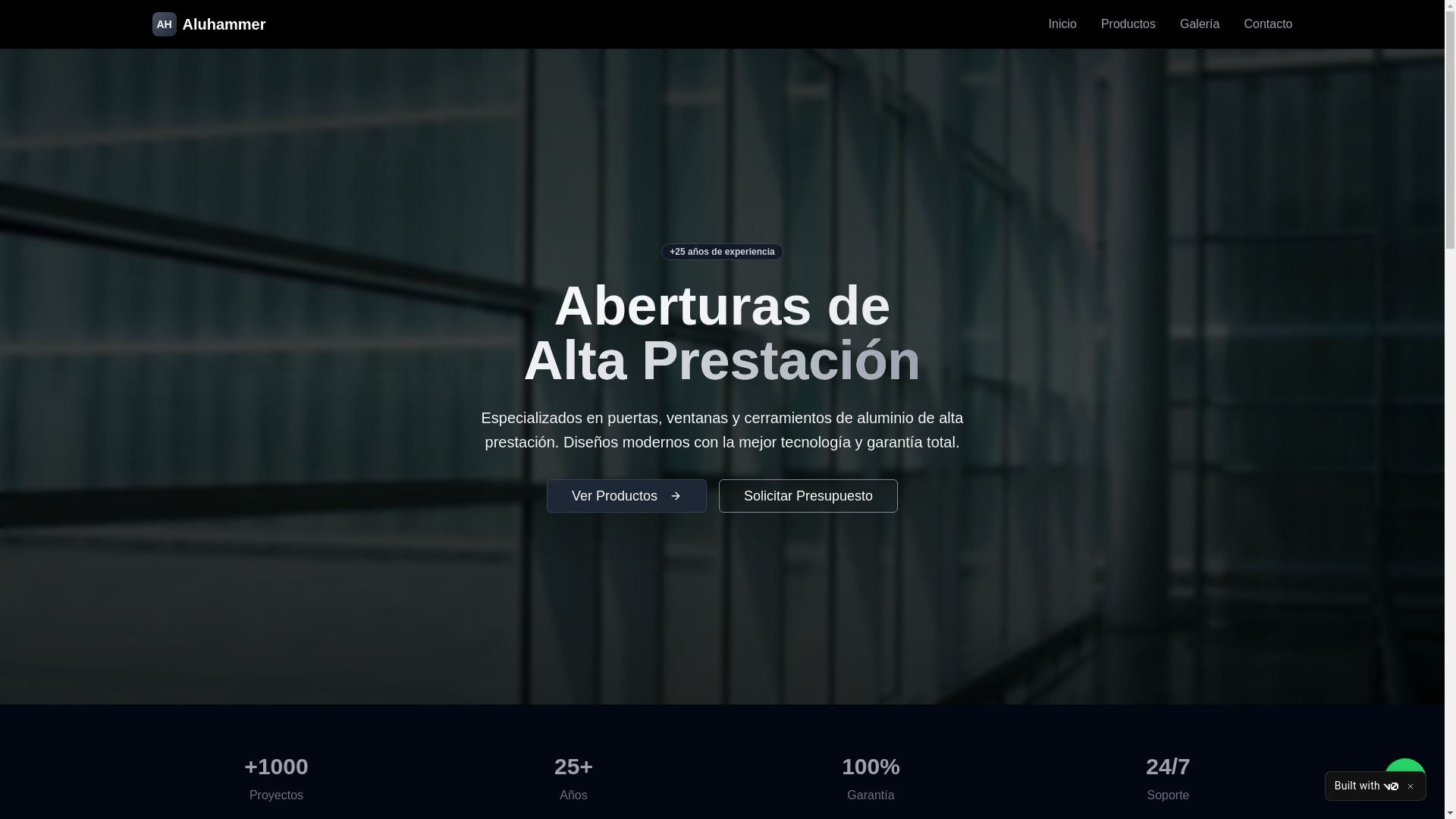 website screenshot of https://aluhammer.com.ar/