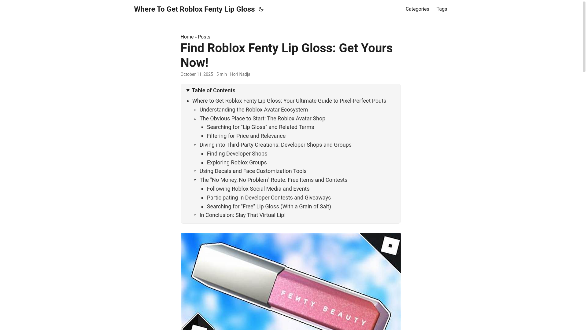 website screenshot of https://where-to-get-roblox-fenty-lip-gloss.pages.dev/