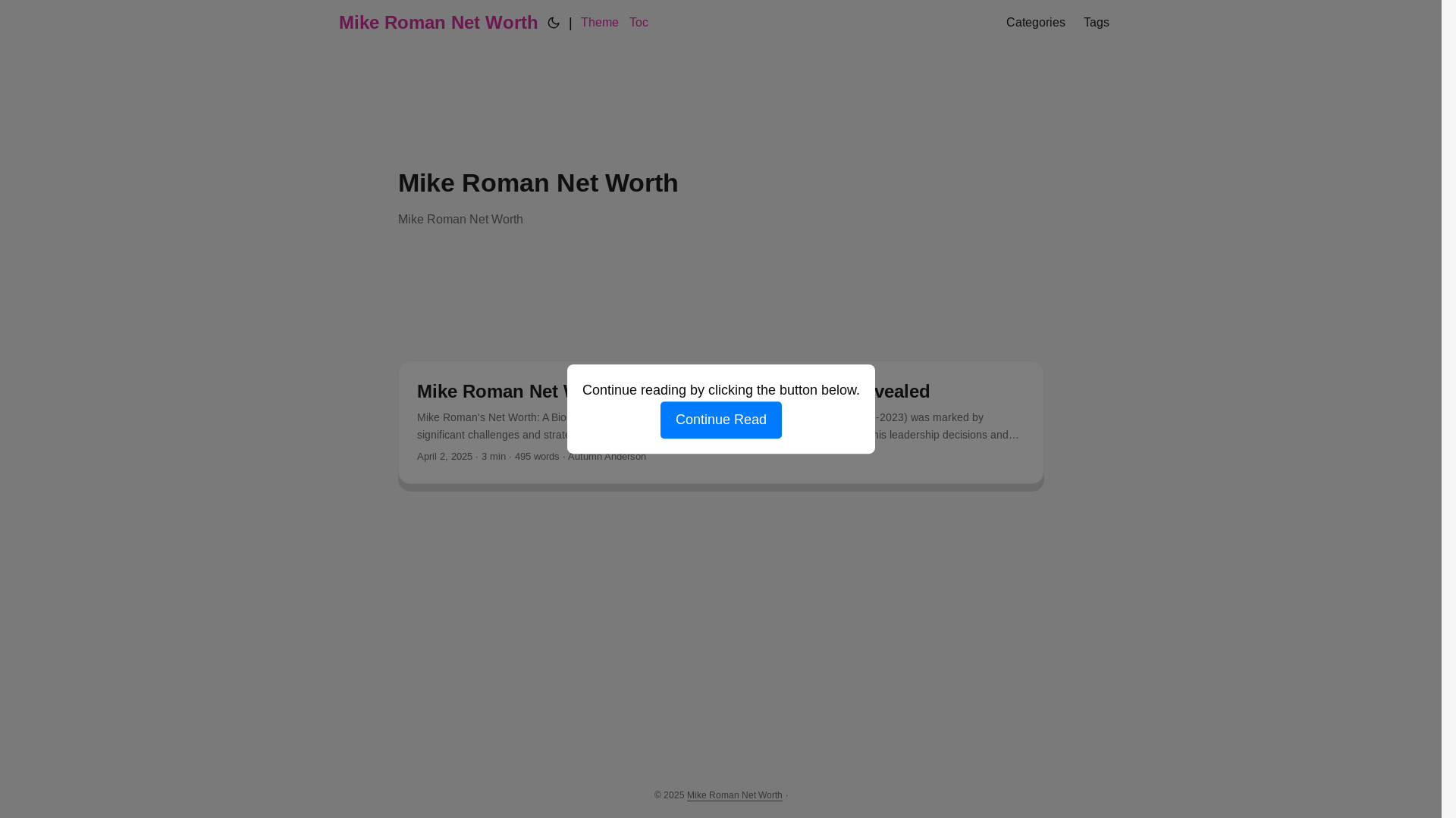 website screenshot of https://mike-roman-net-worth.pages.dev/