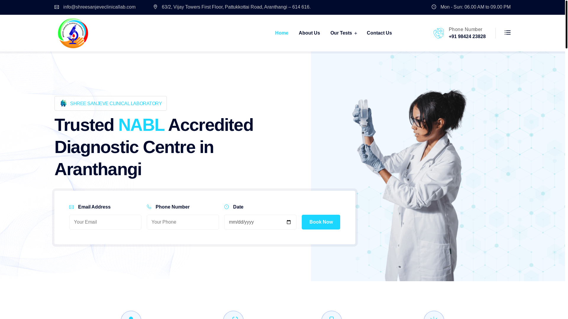 website screenshot of https://shreesanjeveclinicallab.com/
