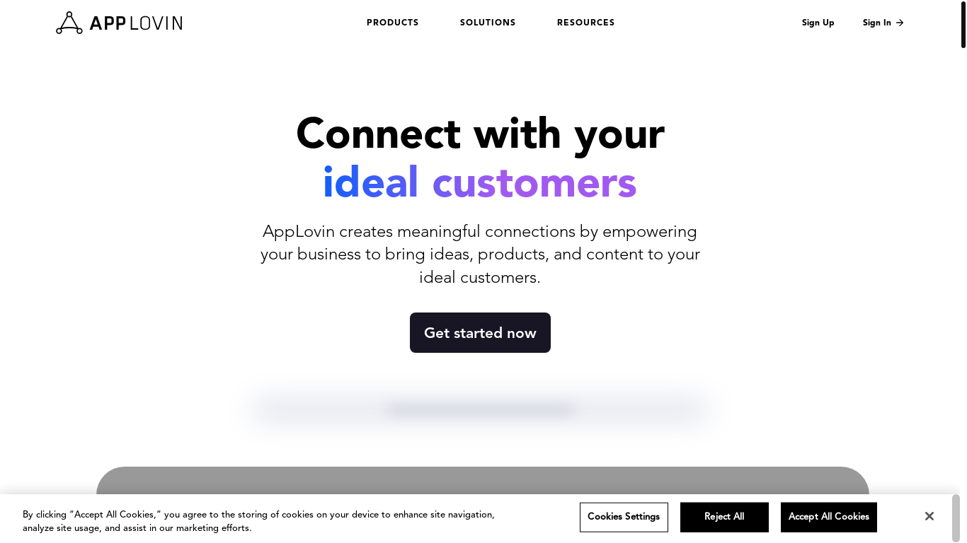website screenshot of https://applovin.com/