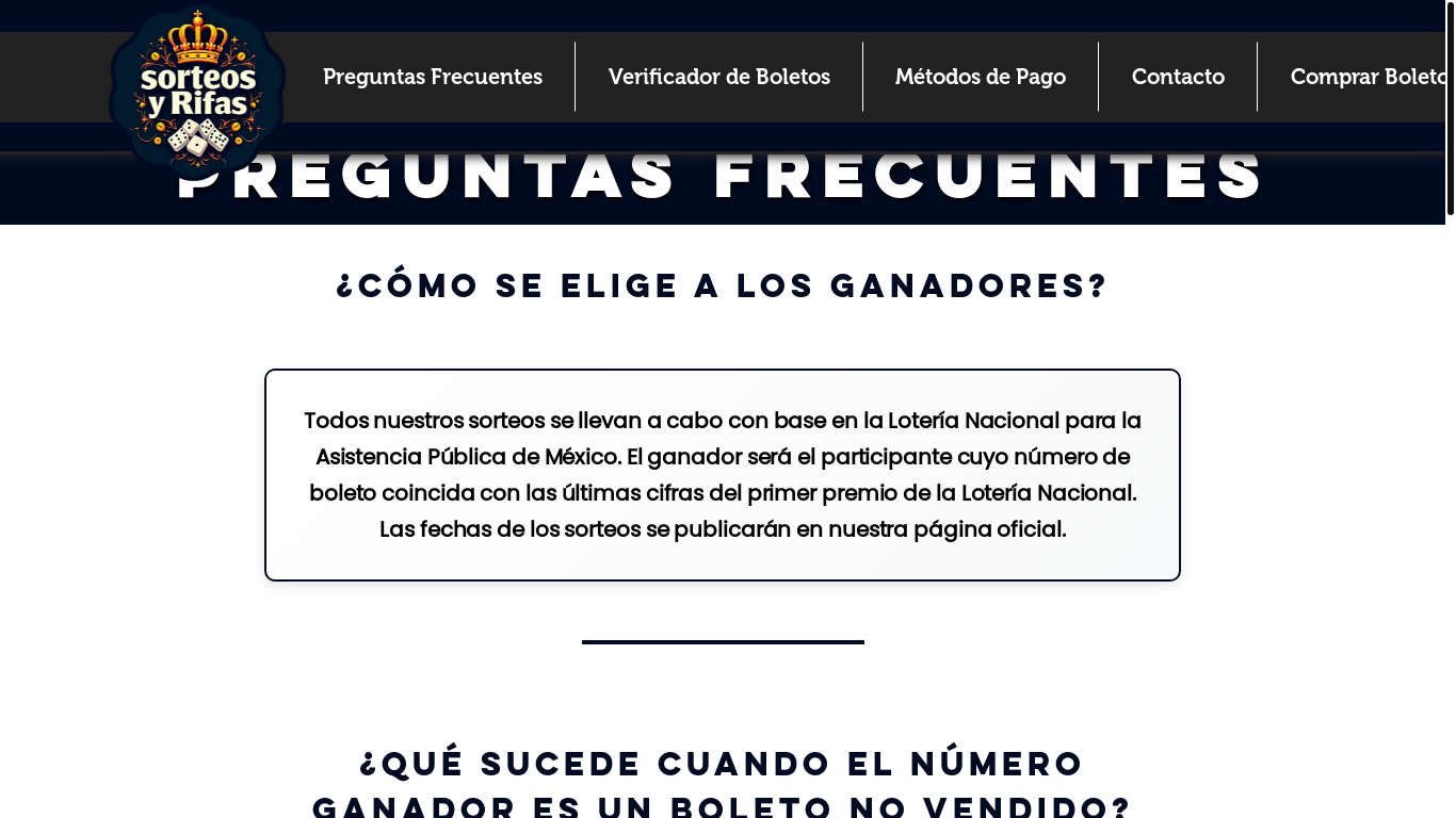 website screenshot of https://sorteosyrifaselrey.com/