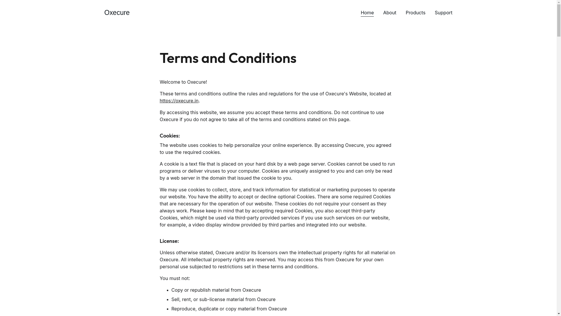 website screenshot of https://oxecure.in/