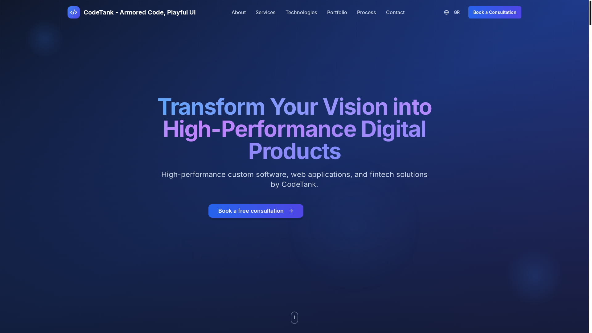 website screenshot of https://codetank.gr/