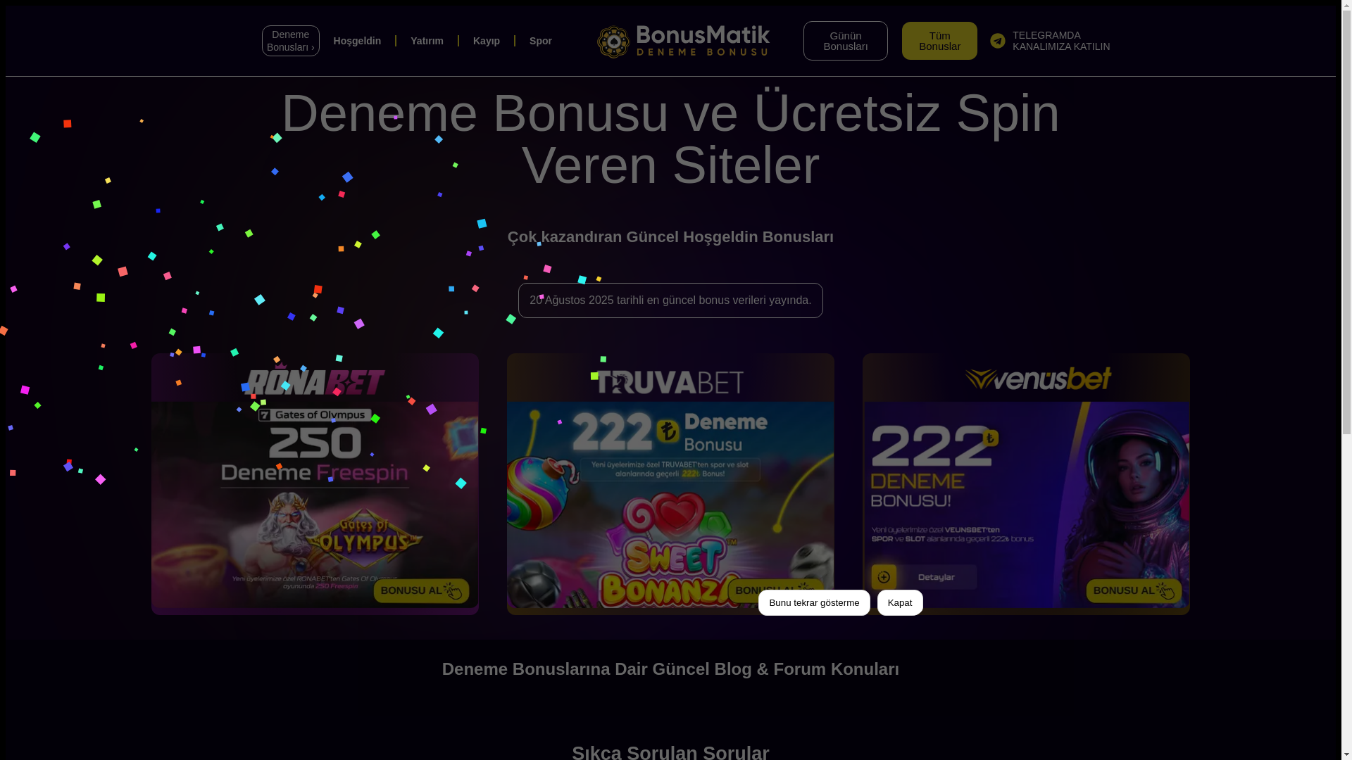 website screenshot of https://denemefreespinverensite.com/