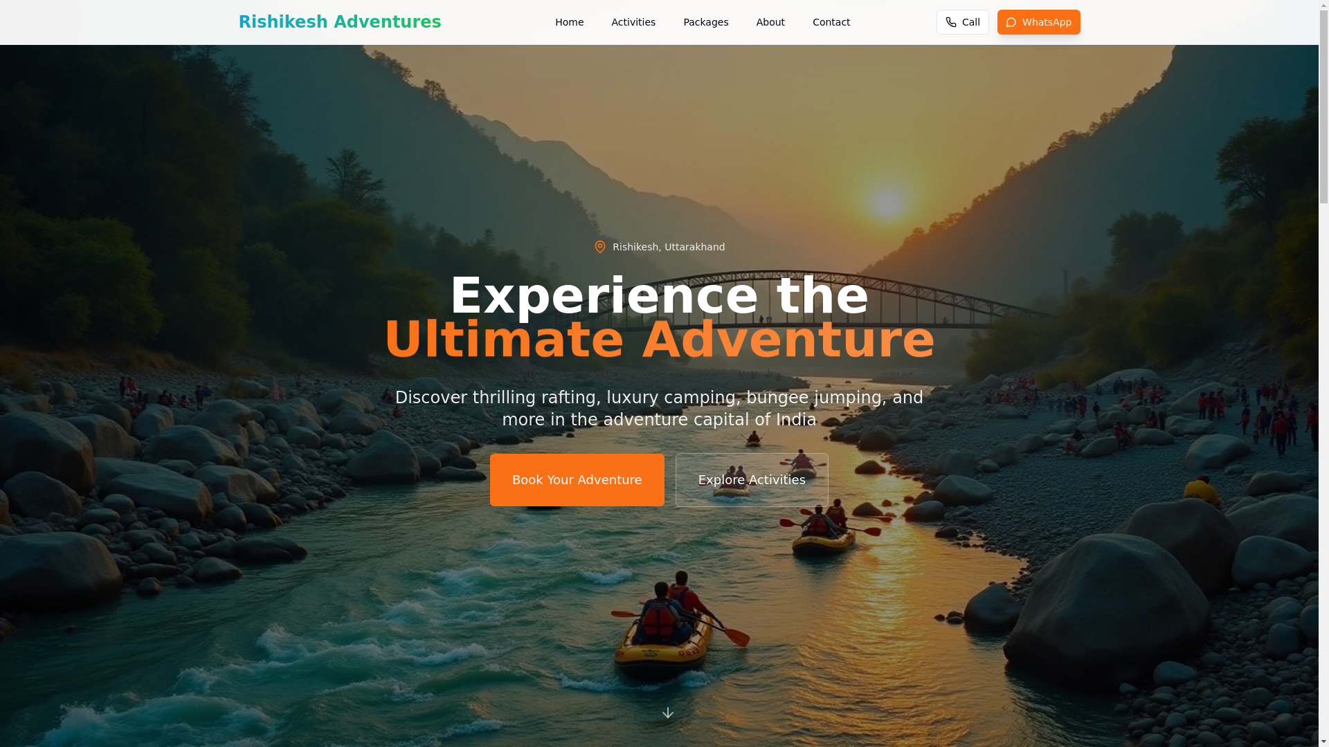 website screenshot of https://adventureinrishikesh.in/