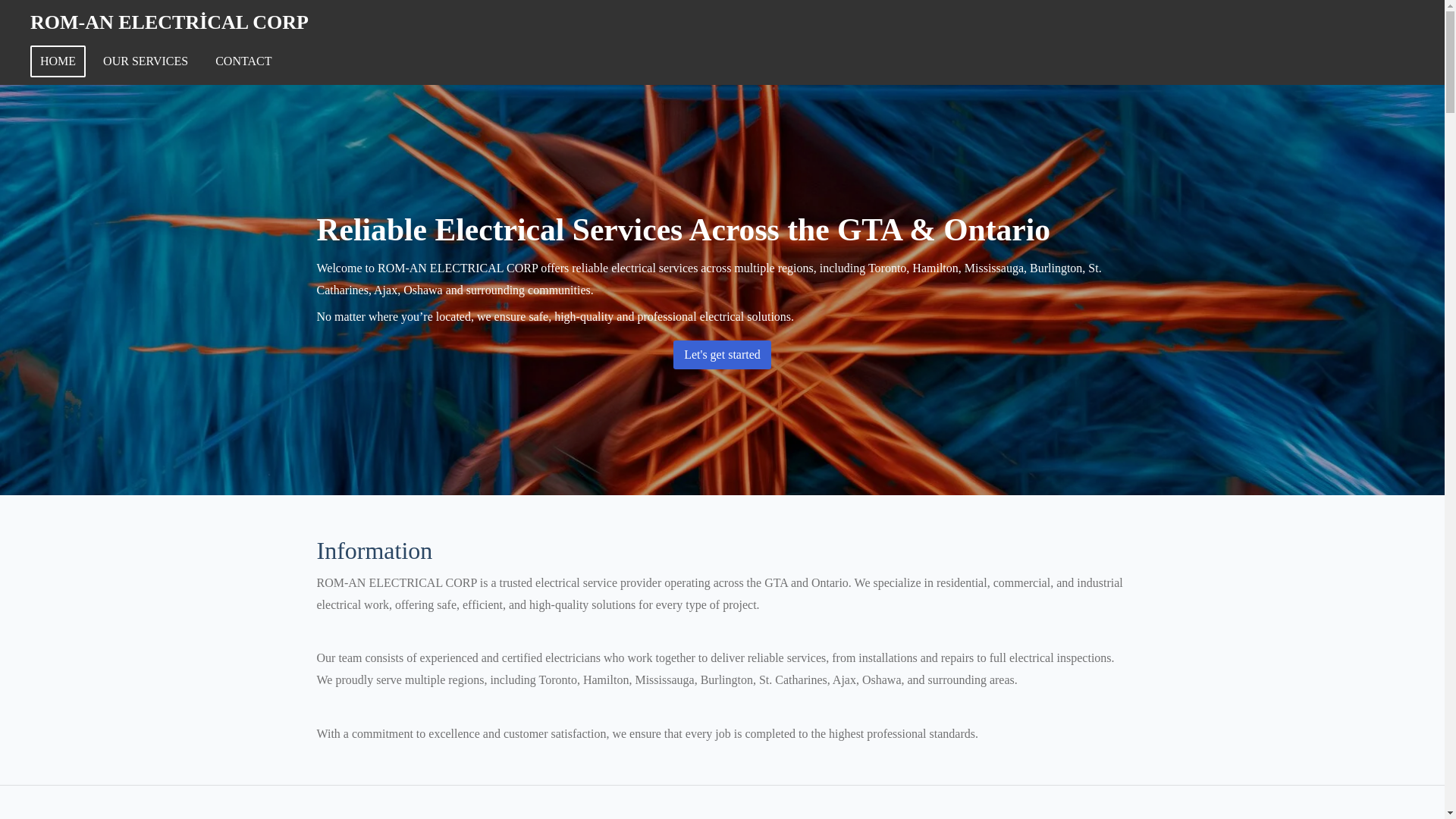 website screenshot of https://romanelectricalcorp.ca/