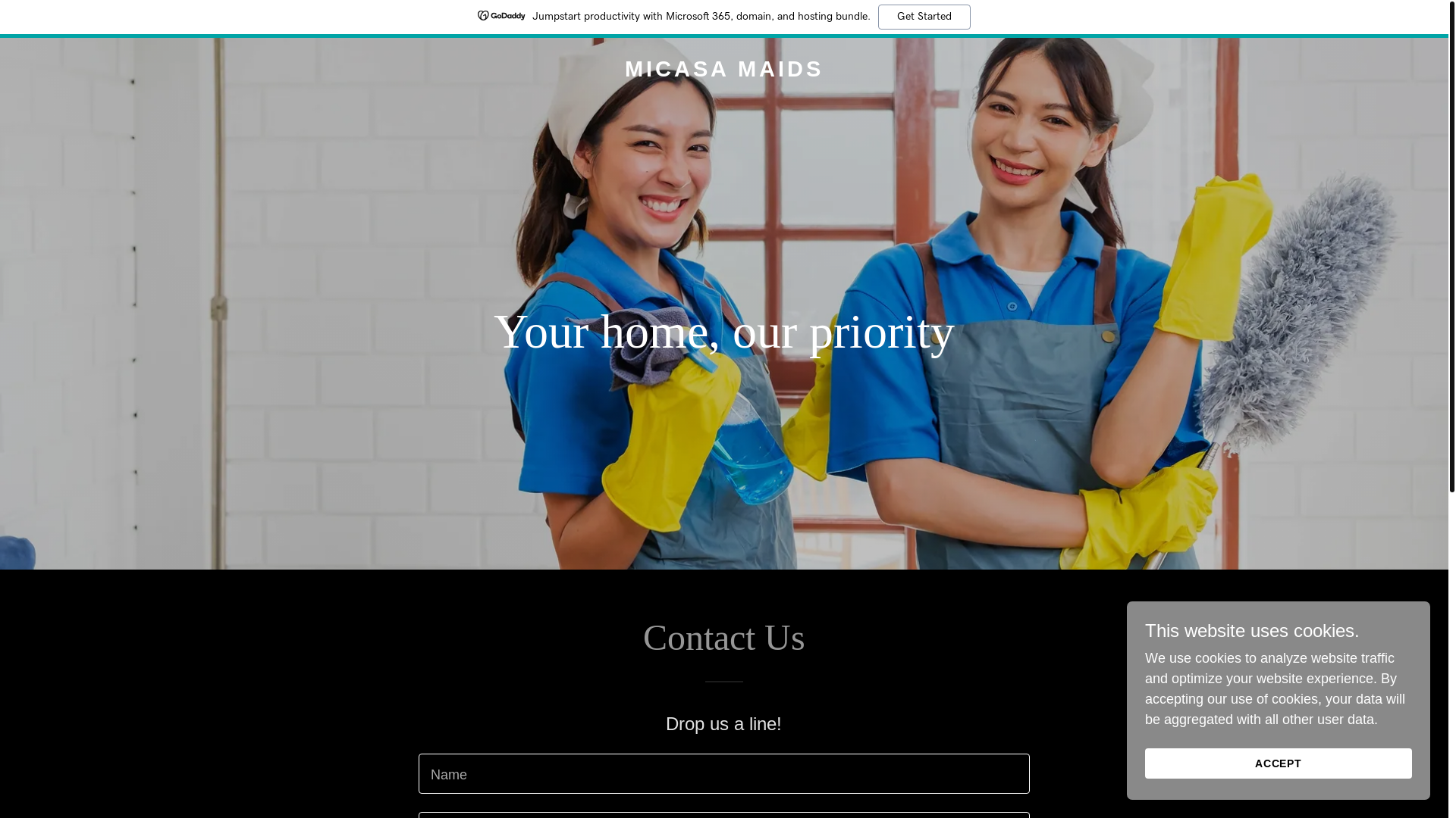 website screenshot of https://micasamaids.com/