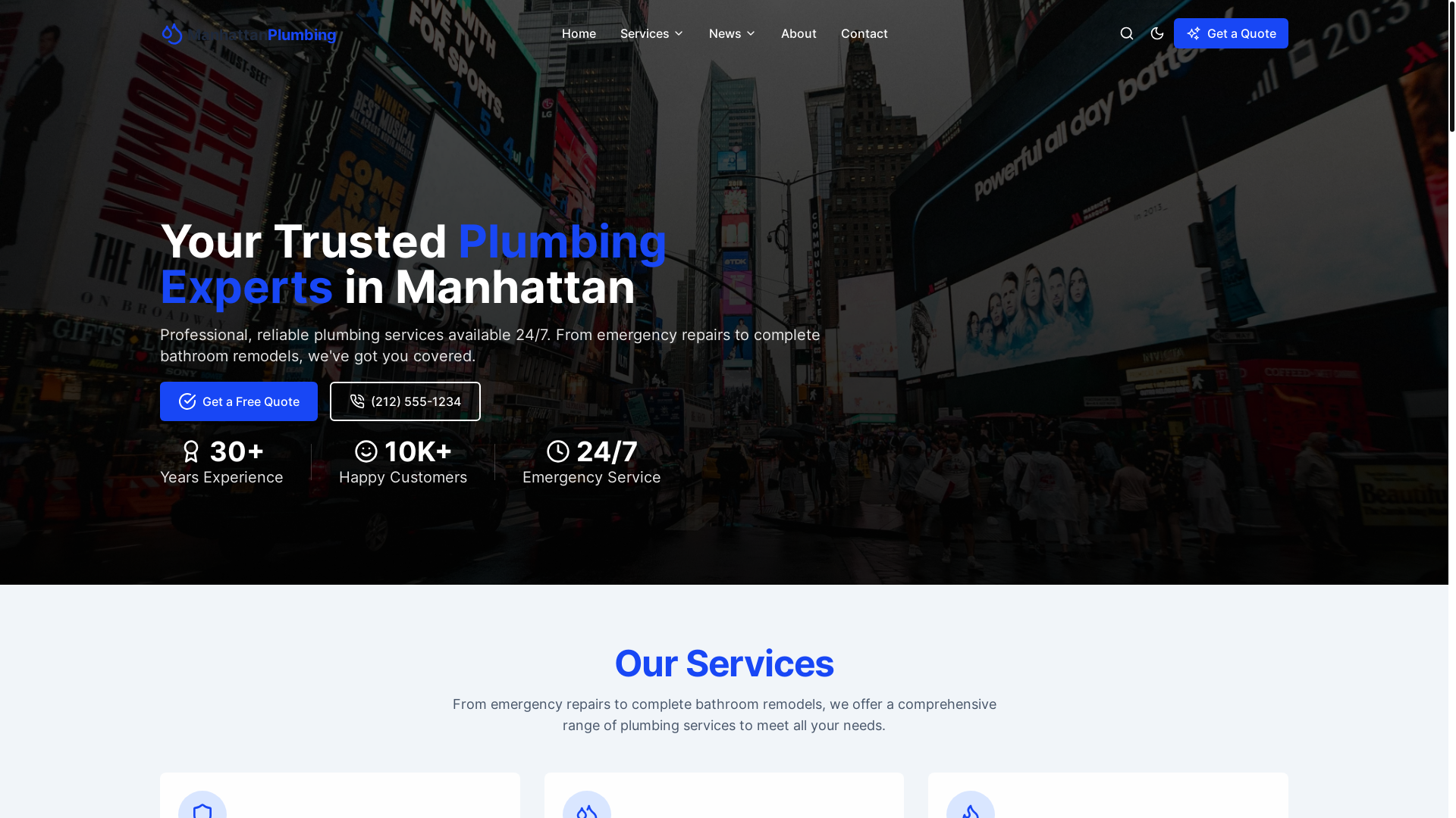 website screenshot of https://manhattan-plumbing.pages.dev/
