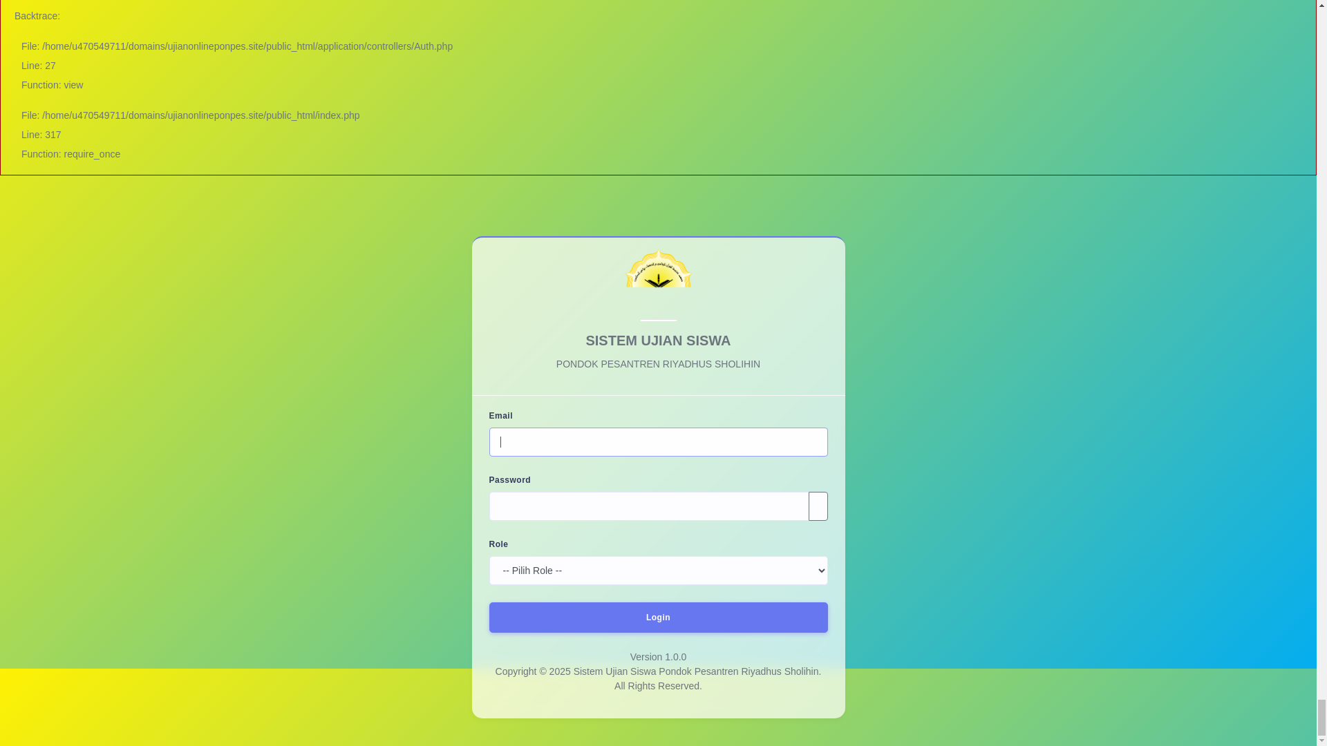website screenshot of https://ujianonlineponpes.site/