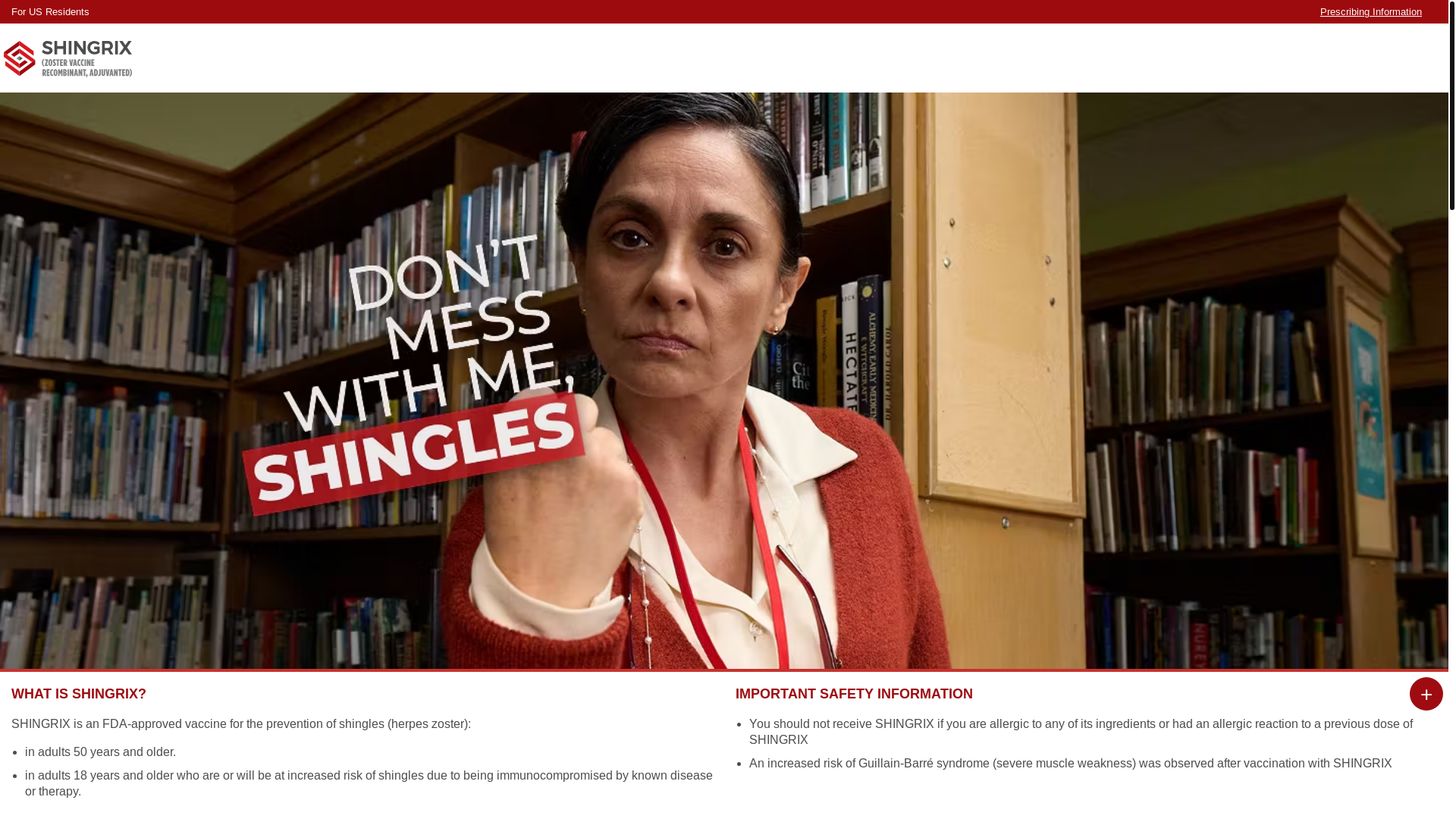 website screenshot of https://shingrixcalltheshots.com/