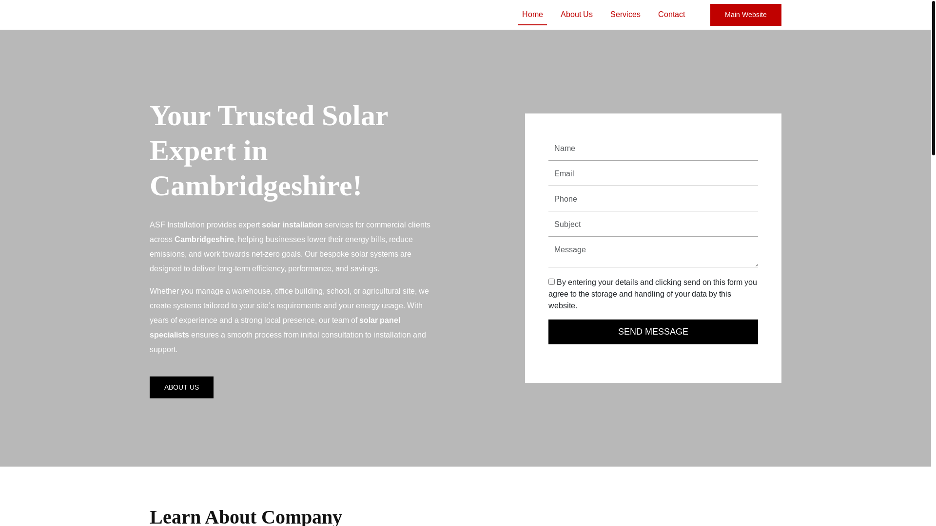 website screenshot of https://commercialsolarpanelinstallationcambridgeshire.co.uk/