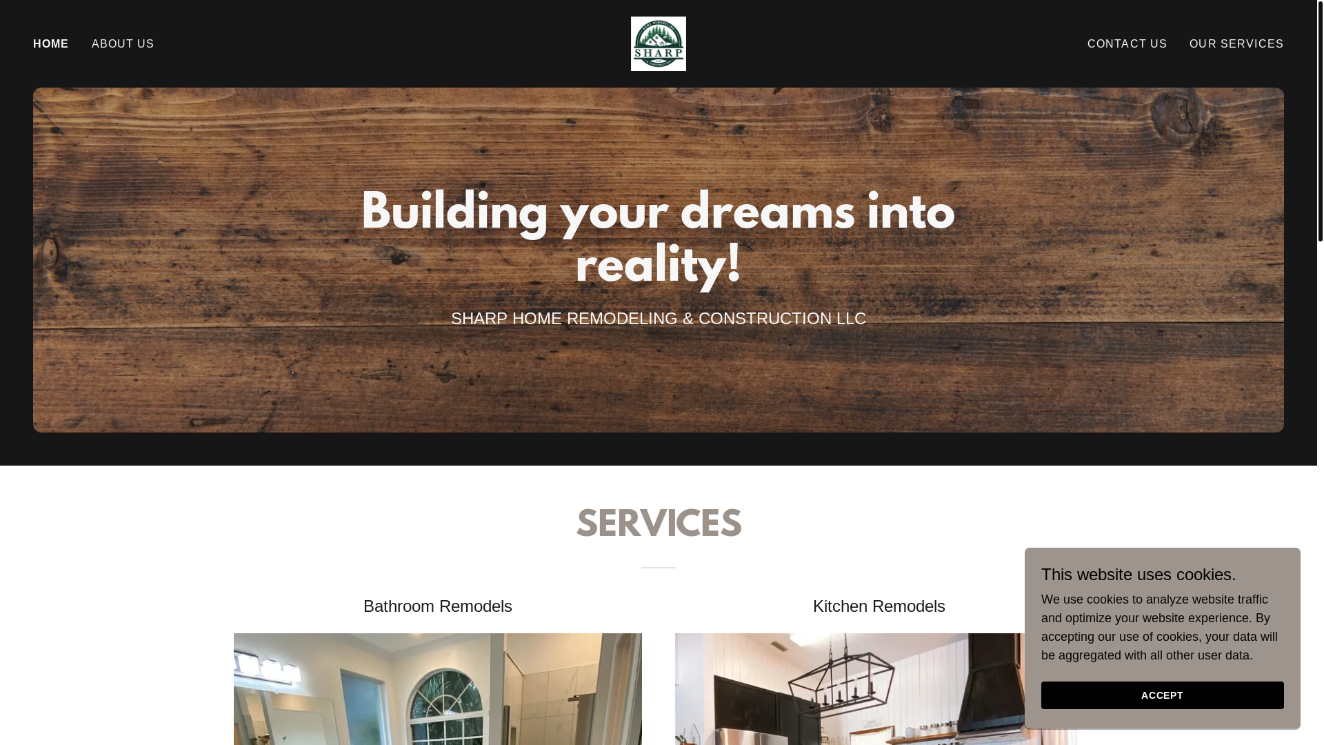 website screenshot of https://sharphomeremodeiing.com/
