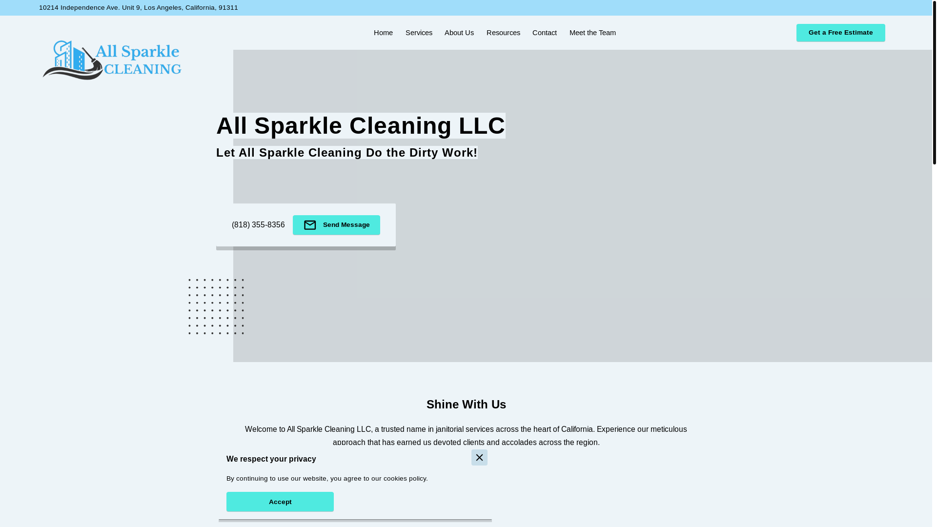 website screenshot of https://allsparklecleaning.net/