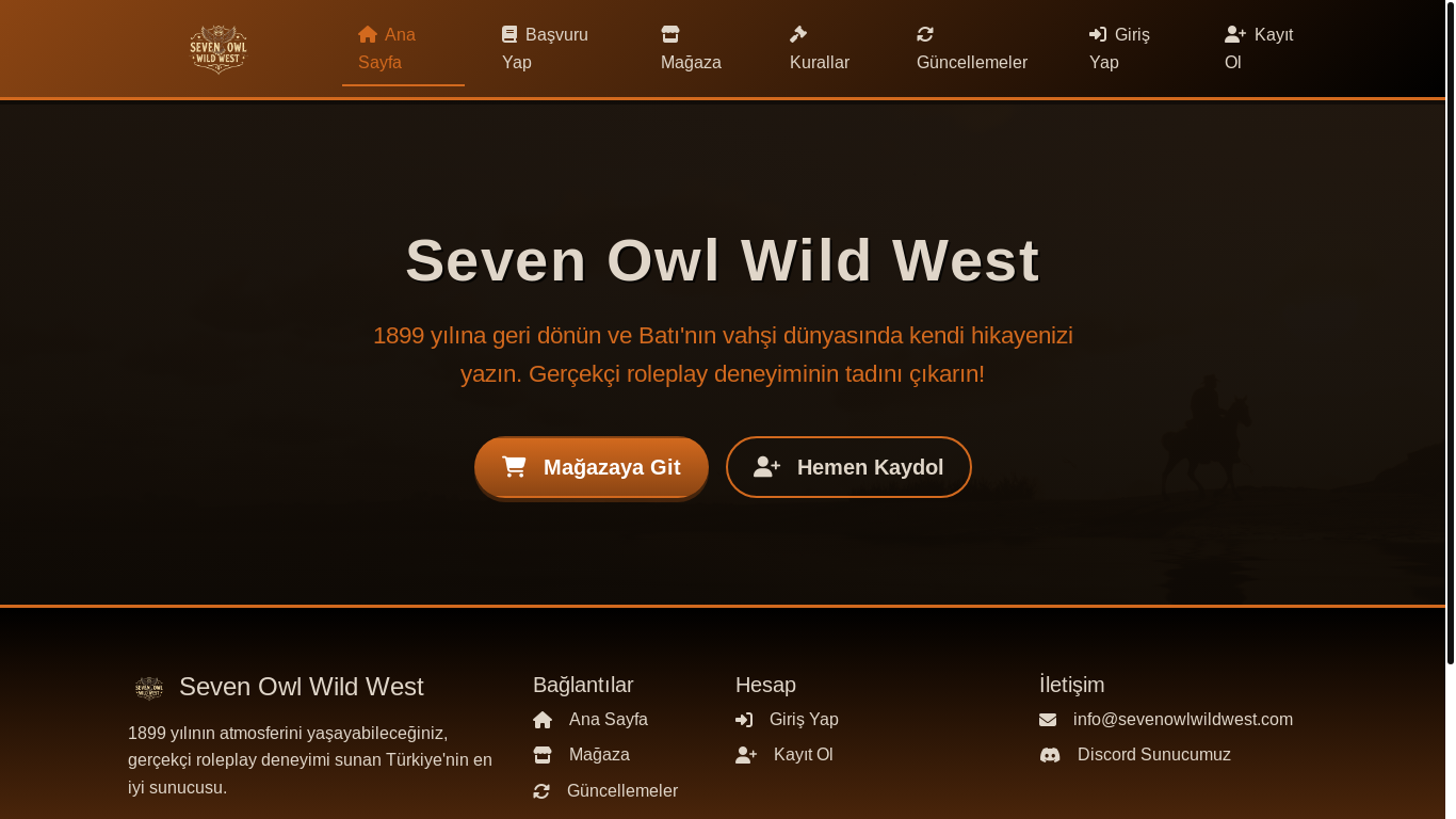 website screenshot of https://sevenowlwildwest.com/