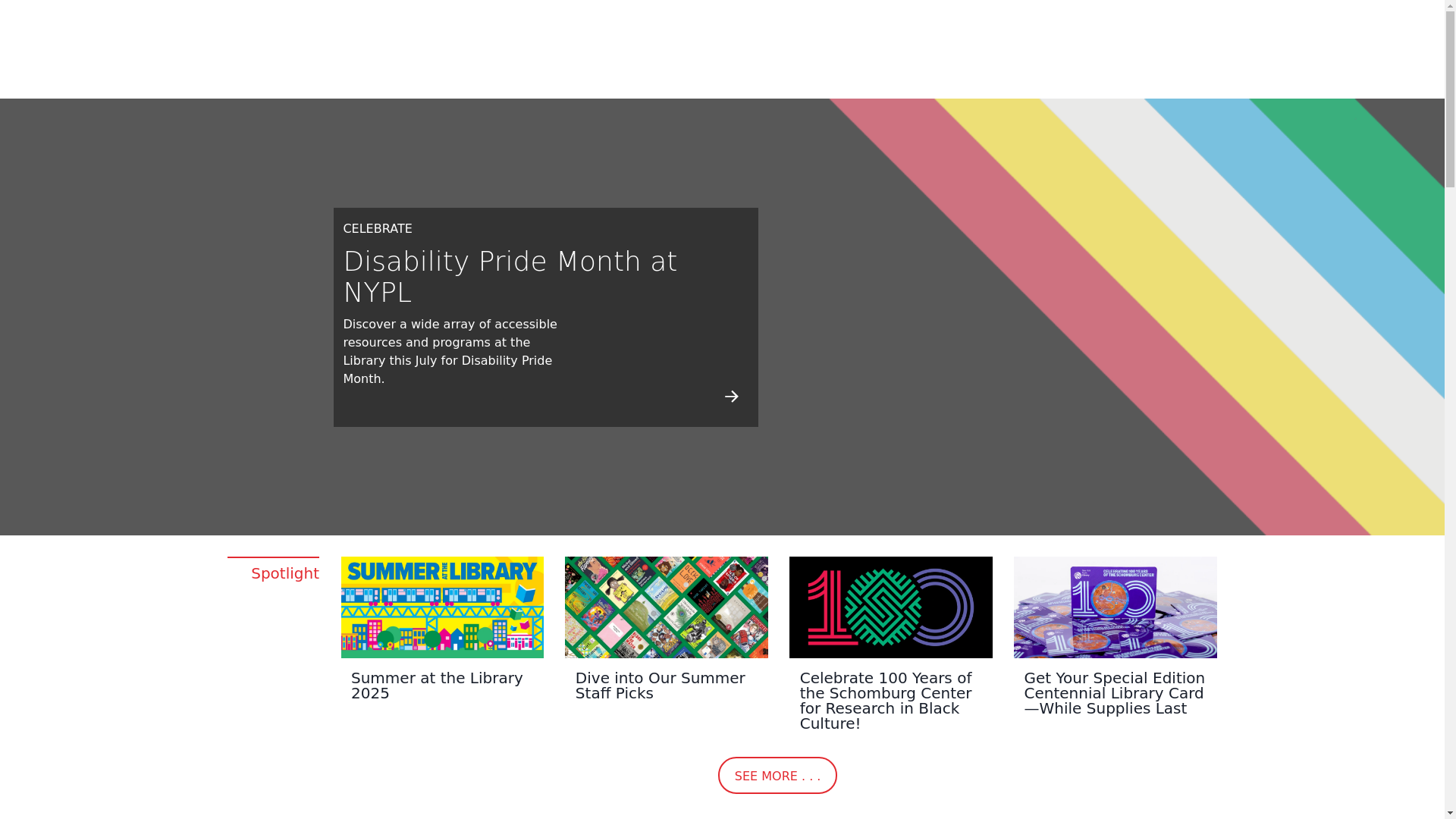 website screenshot of https://nypl.org/