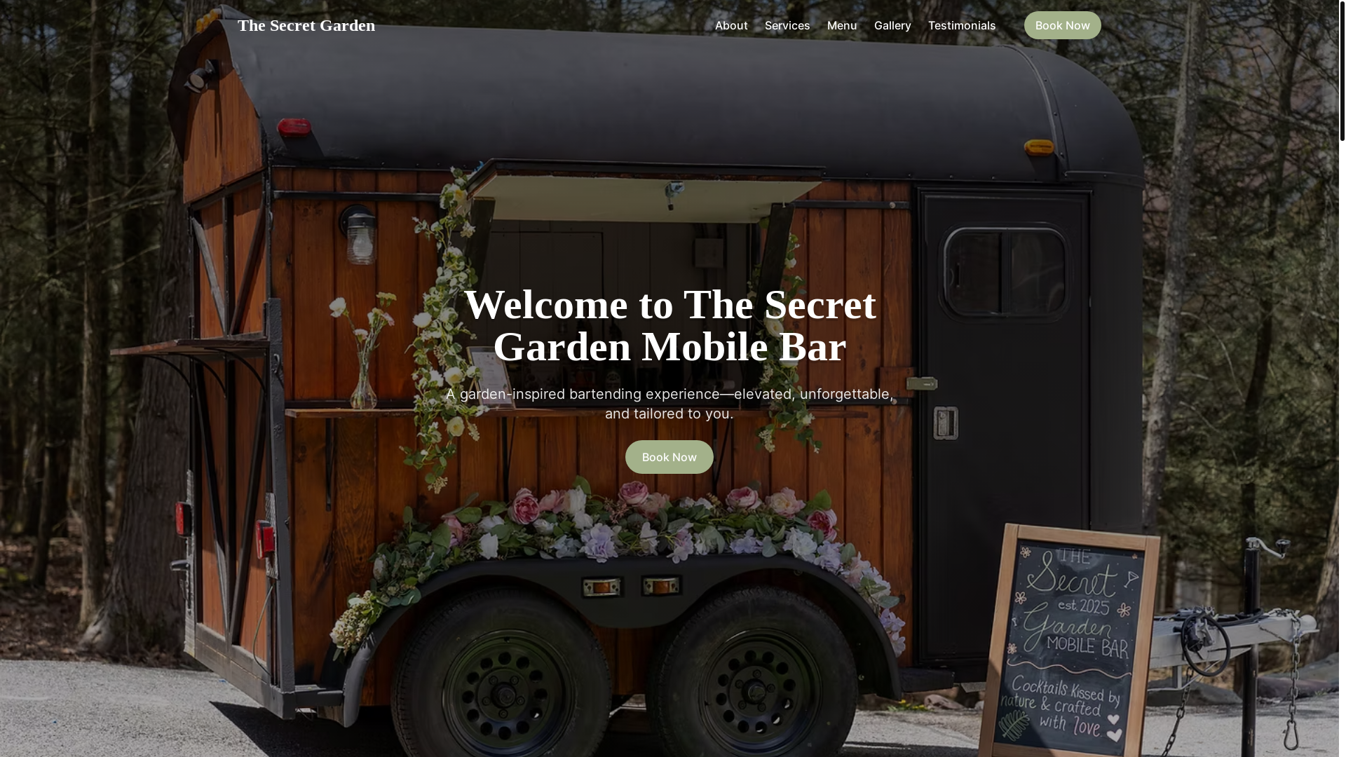 website screenshot of https://secretgardenmobilebar.com/