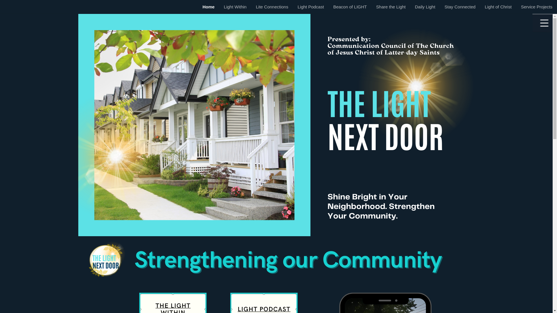 website screenshot of https://the-light-next-door.com/