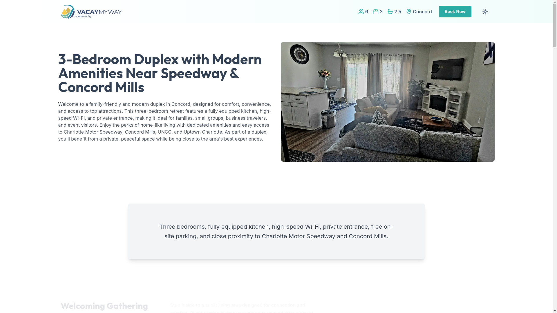 website screenshot of https://tranquilconcord.vacations/
