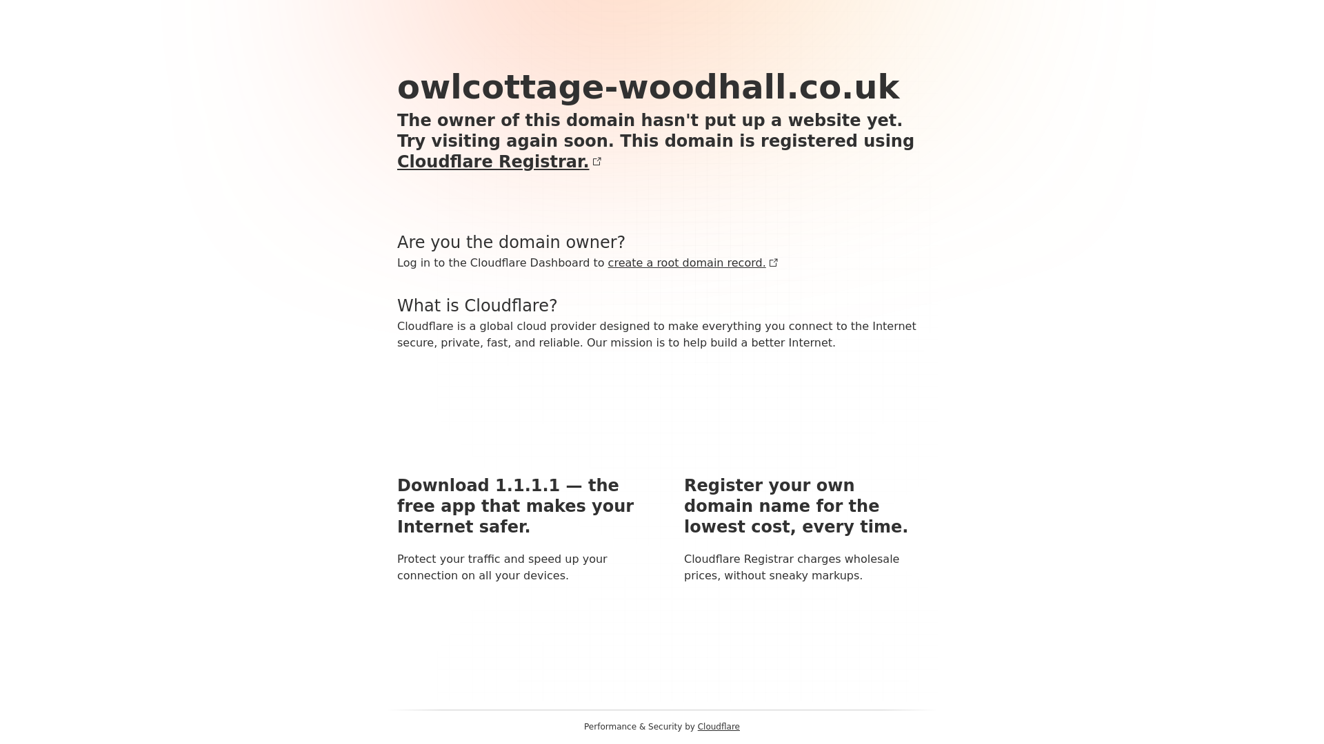website screenshot of https://owlcottage-woodhall.co.uk/