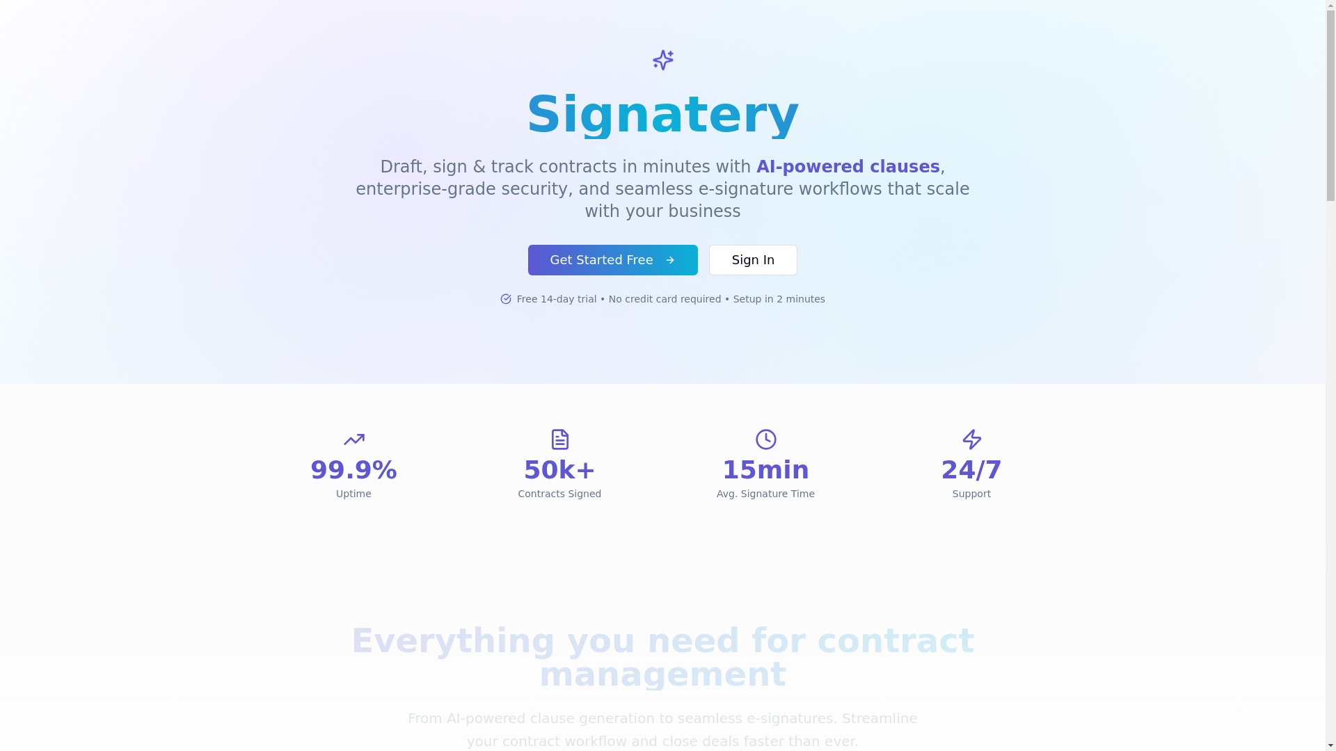 website screenshot of https://signatery.com/